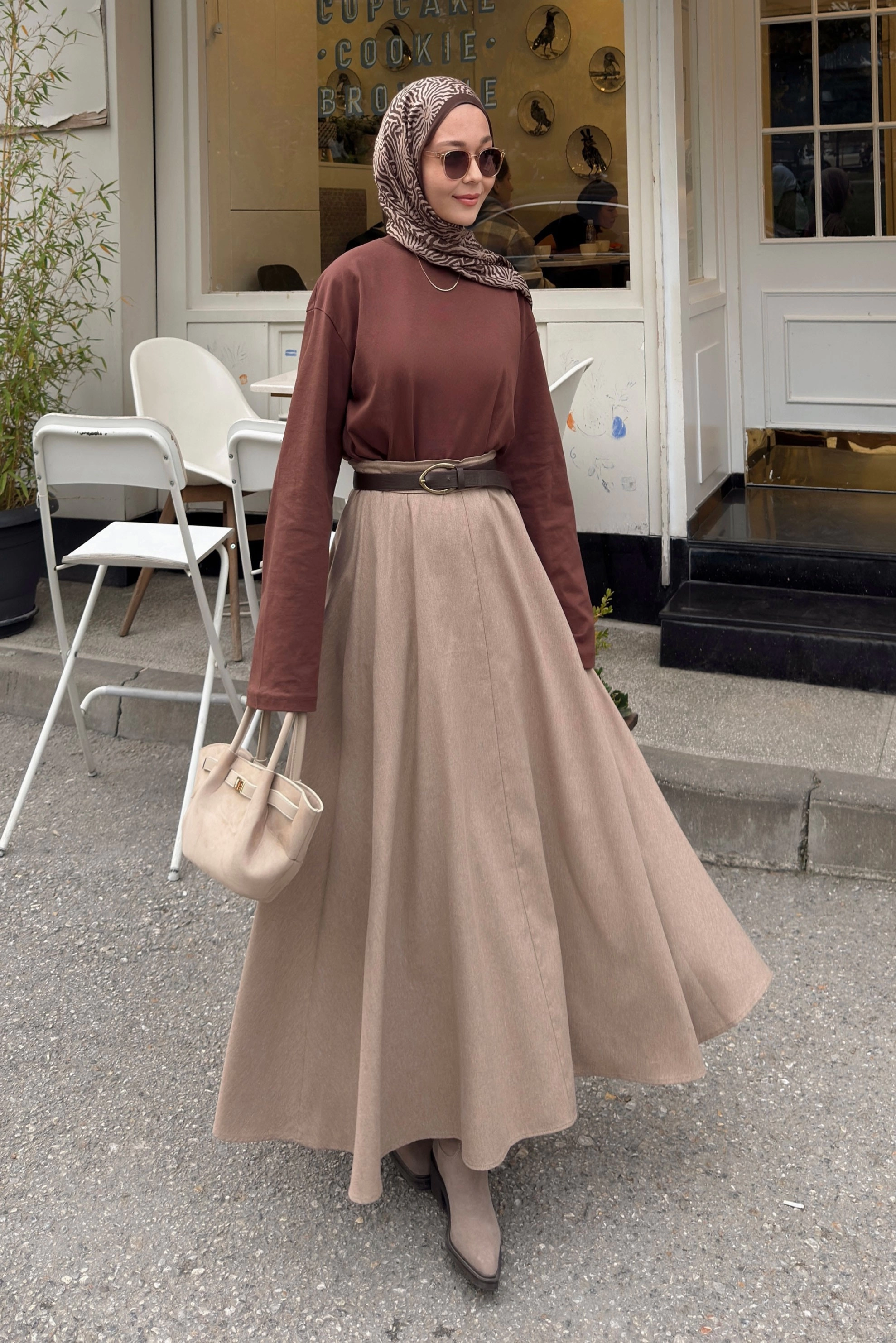 Qanu Leydi Etek Vizon  - Tesettür Giyim