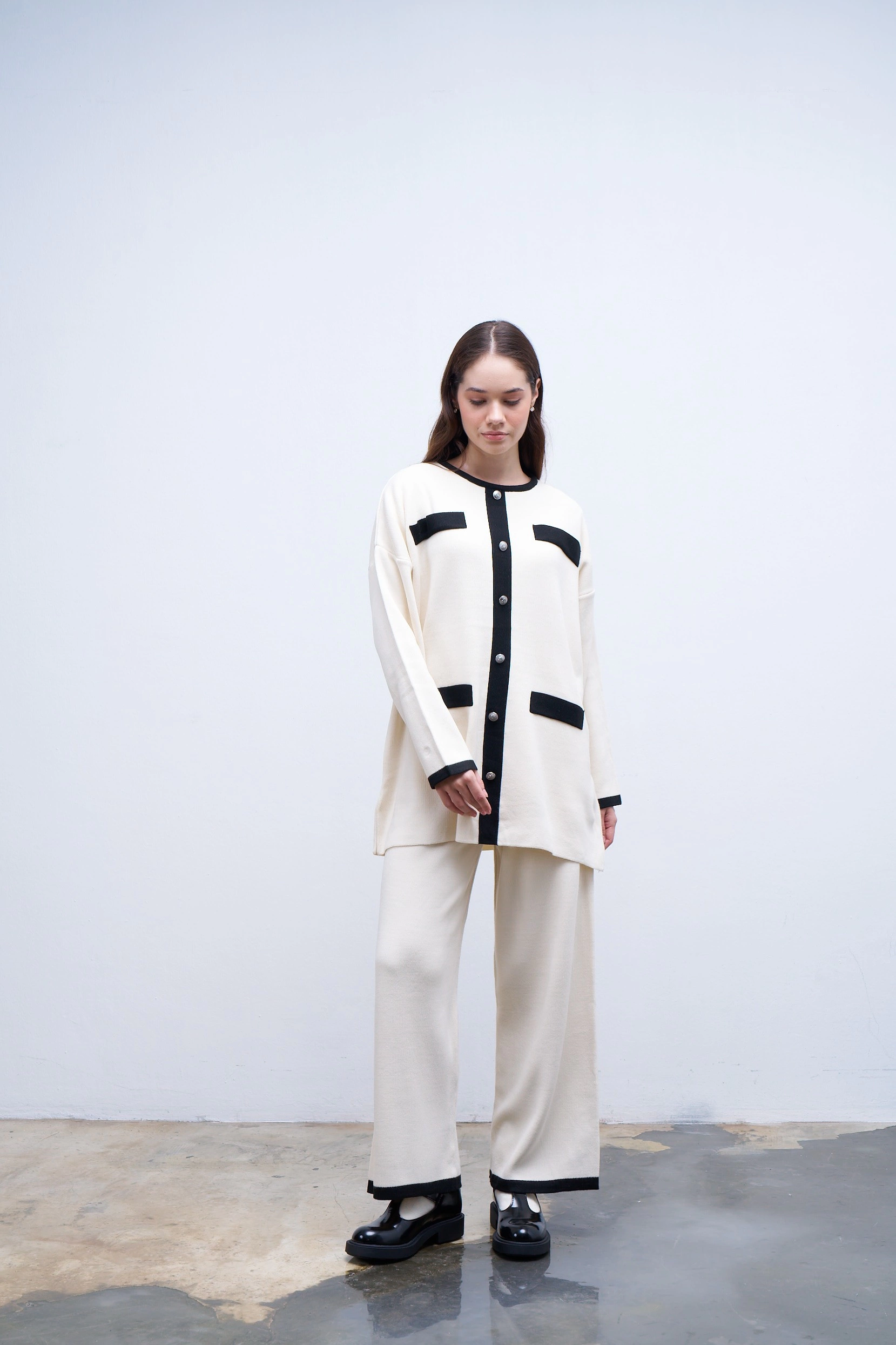 Qanu Leydi Triko Takım Beyaz 