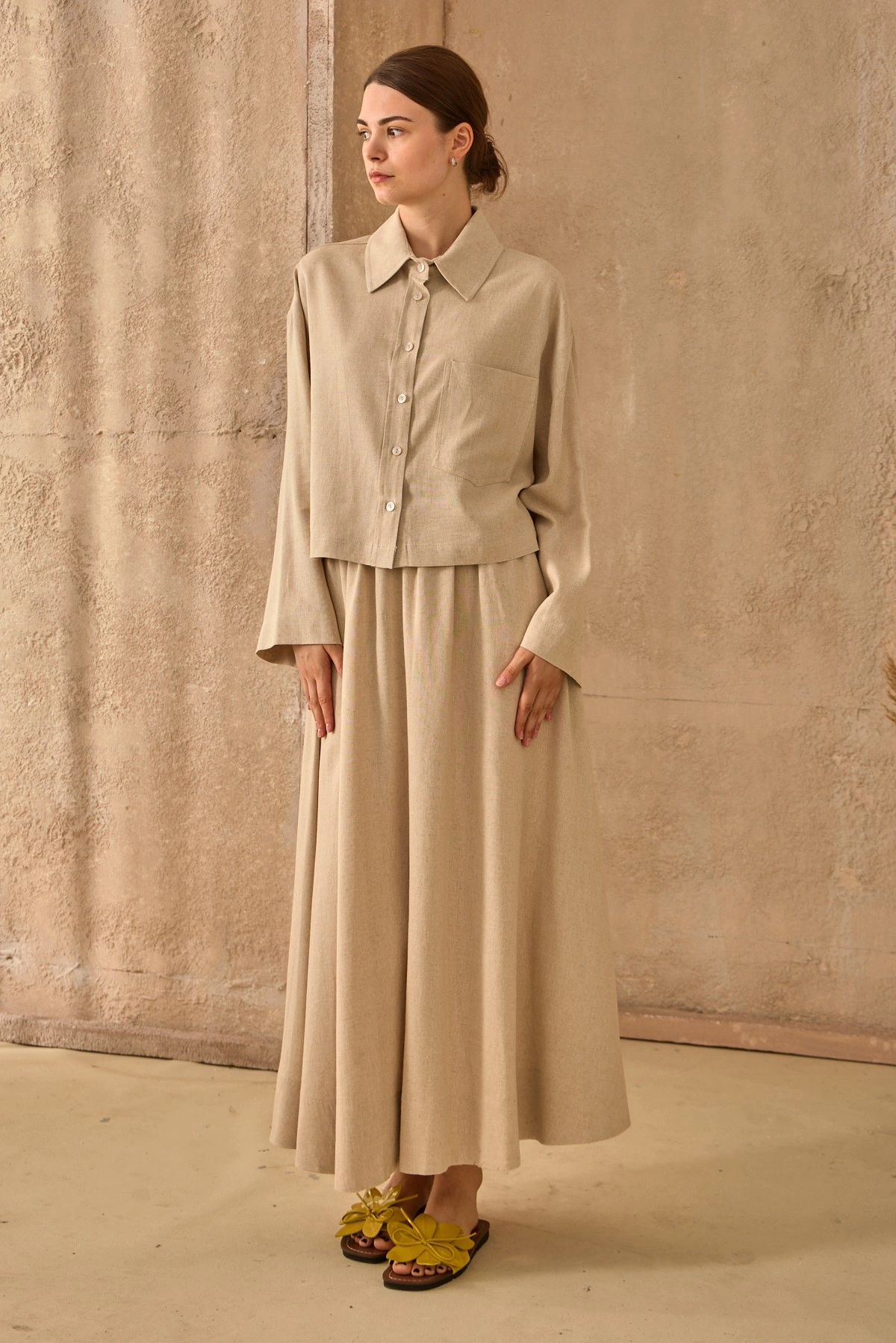 Qanu Lina Etekli Takım Bej