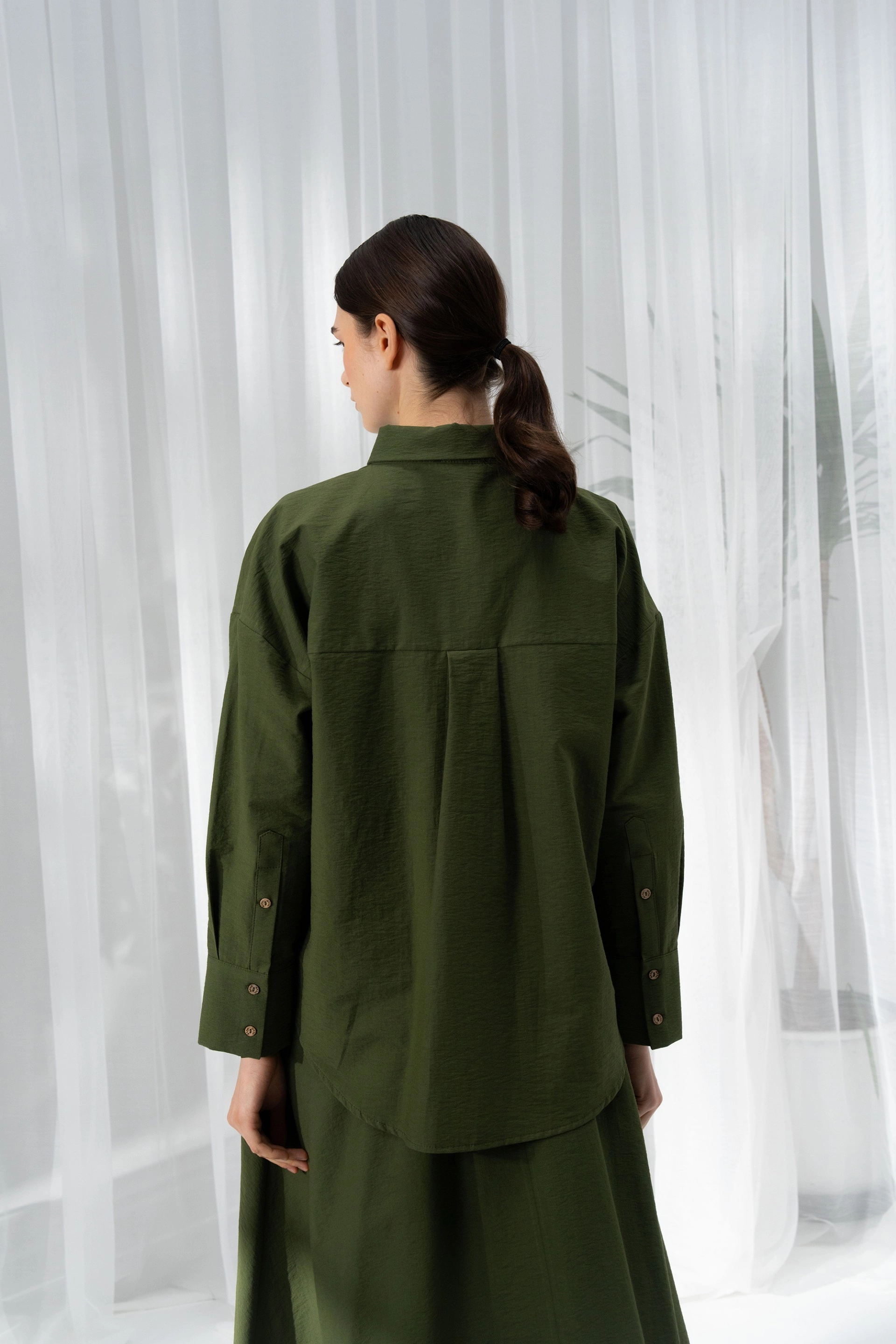 Qanu Loft Pamuklu Takım Yeşil  - Tesettür Giyim