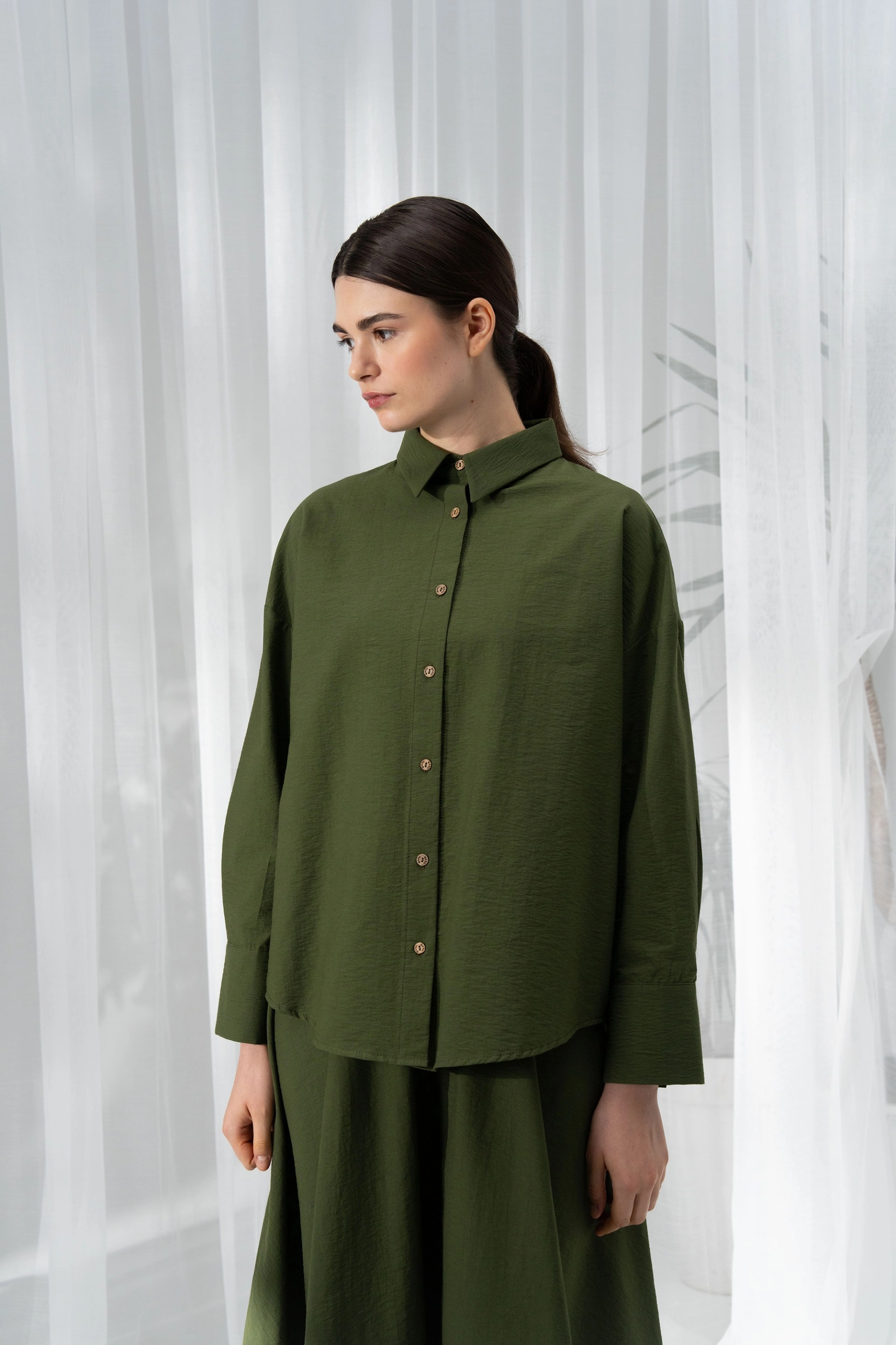 Qanu Loft Pamuklu Takım Yeşil  - Tesettür Giyim