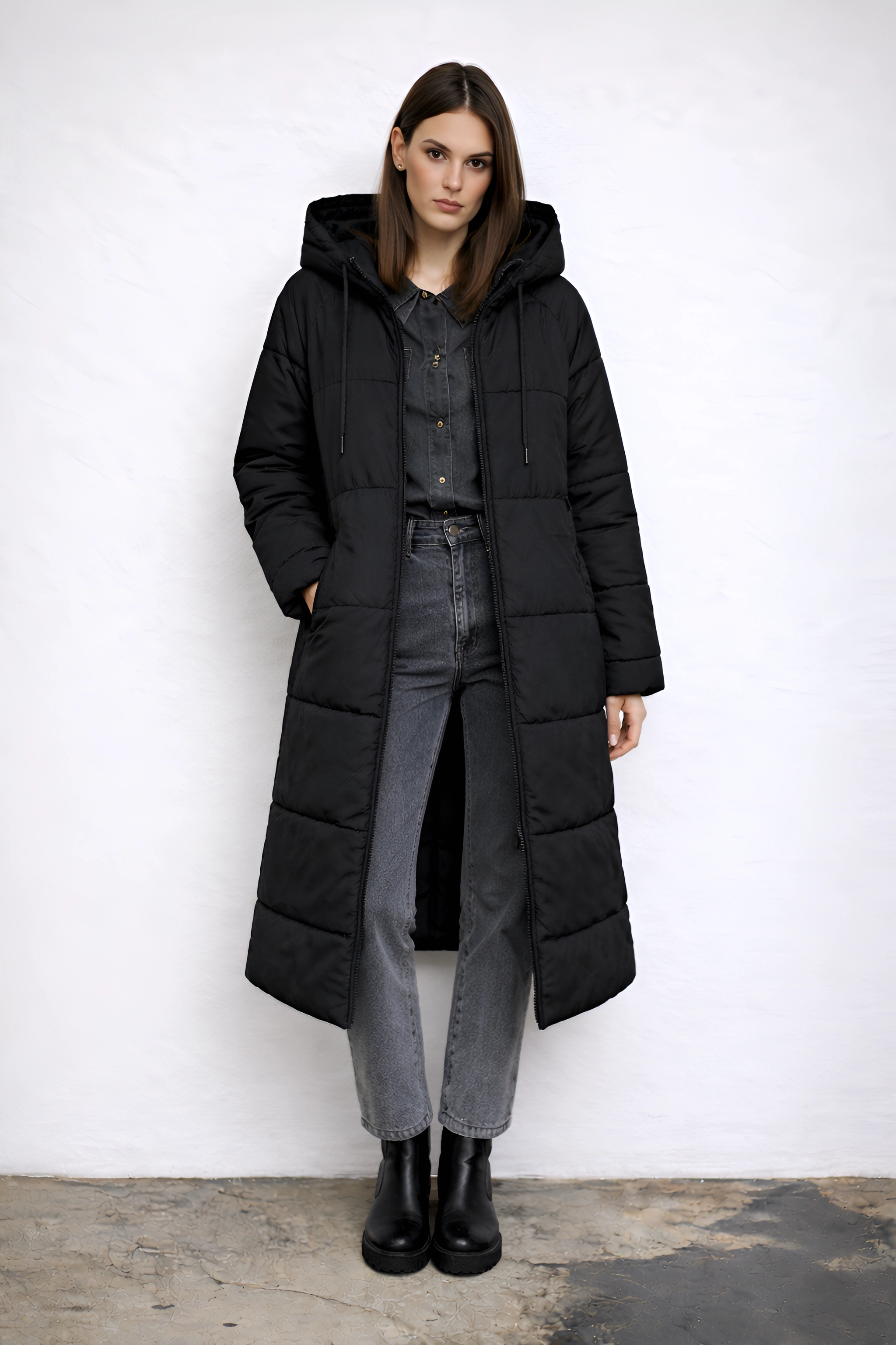 Qanu Luna Şişme Mont Siyah 