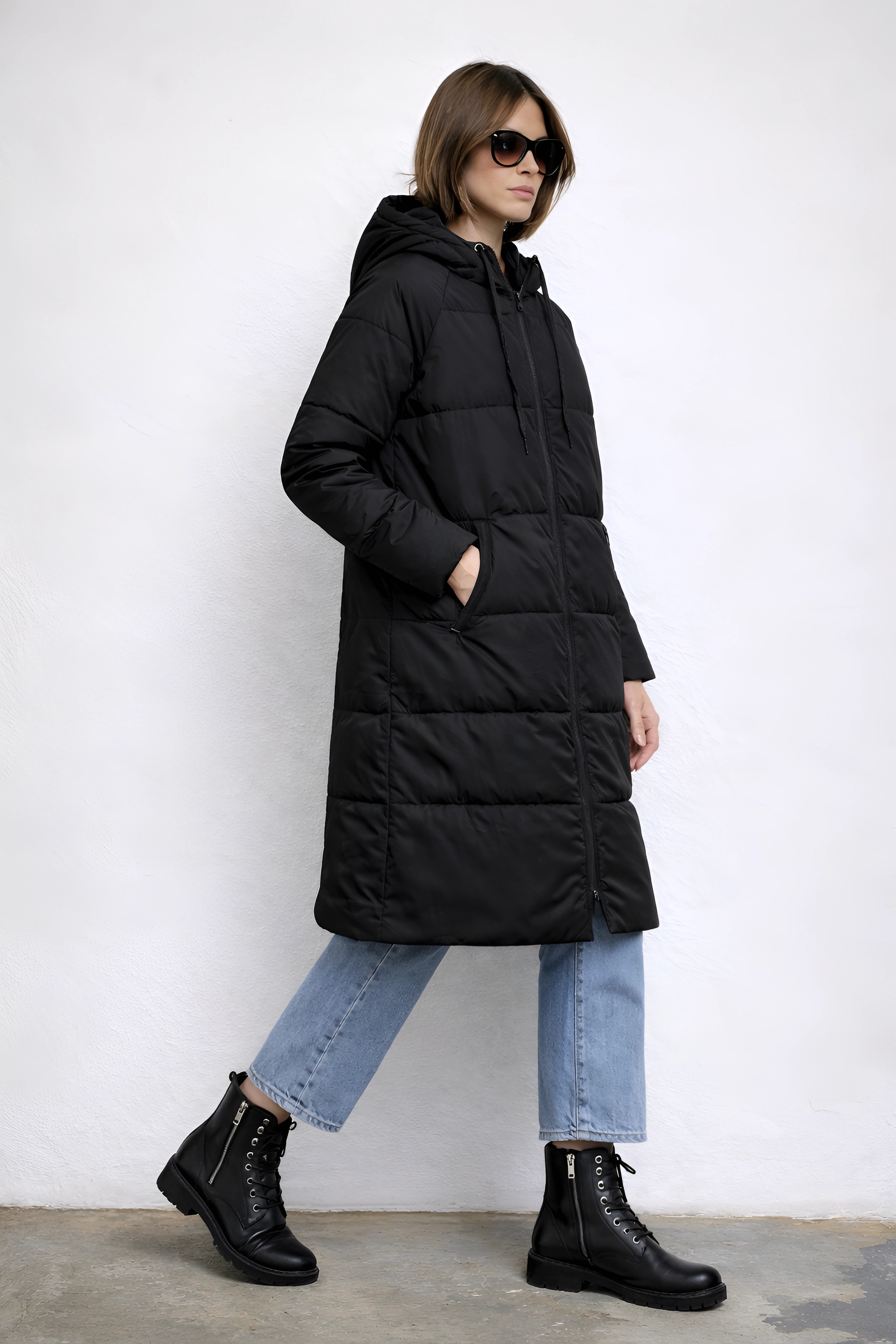 Qanu Luna Şişme Mont Siyah 