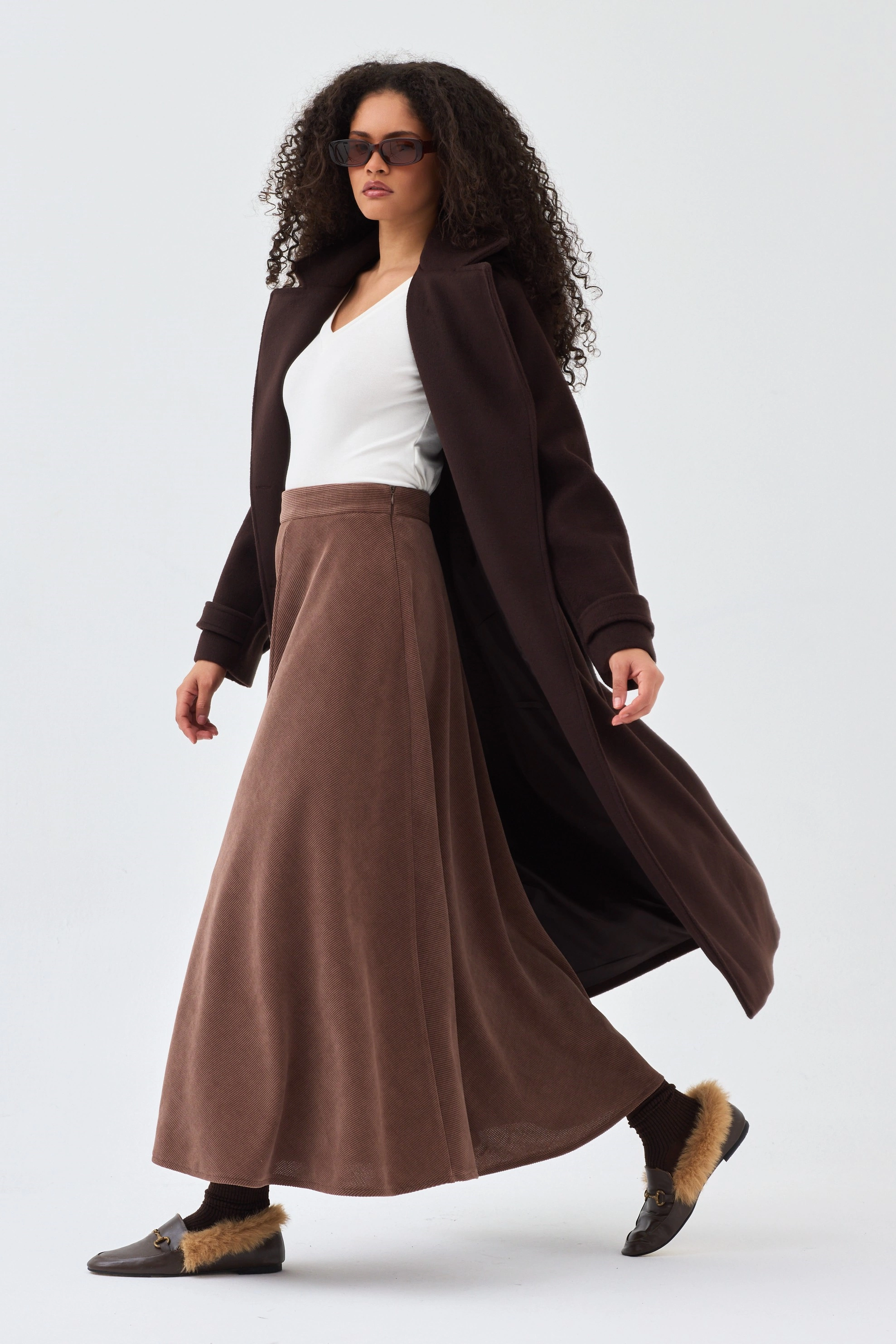 Qanu Lunaris Kaban Kahverengi - Tesettür Giyim