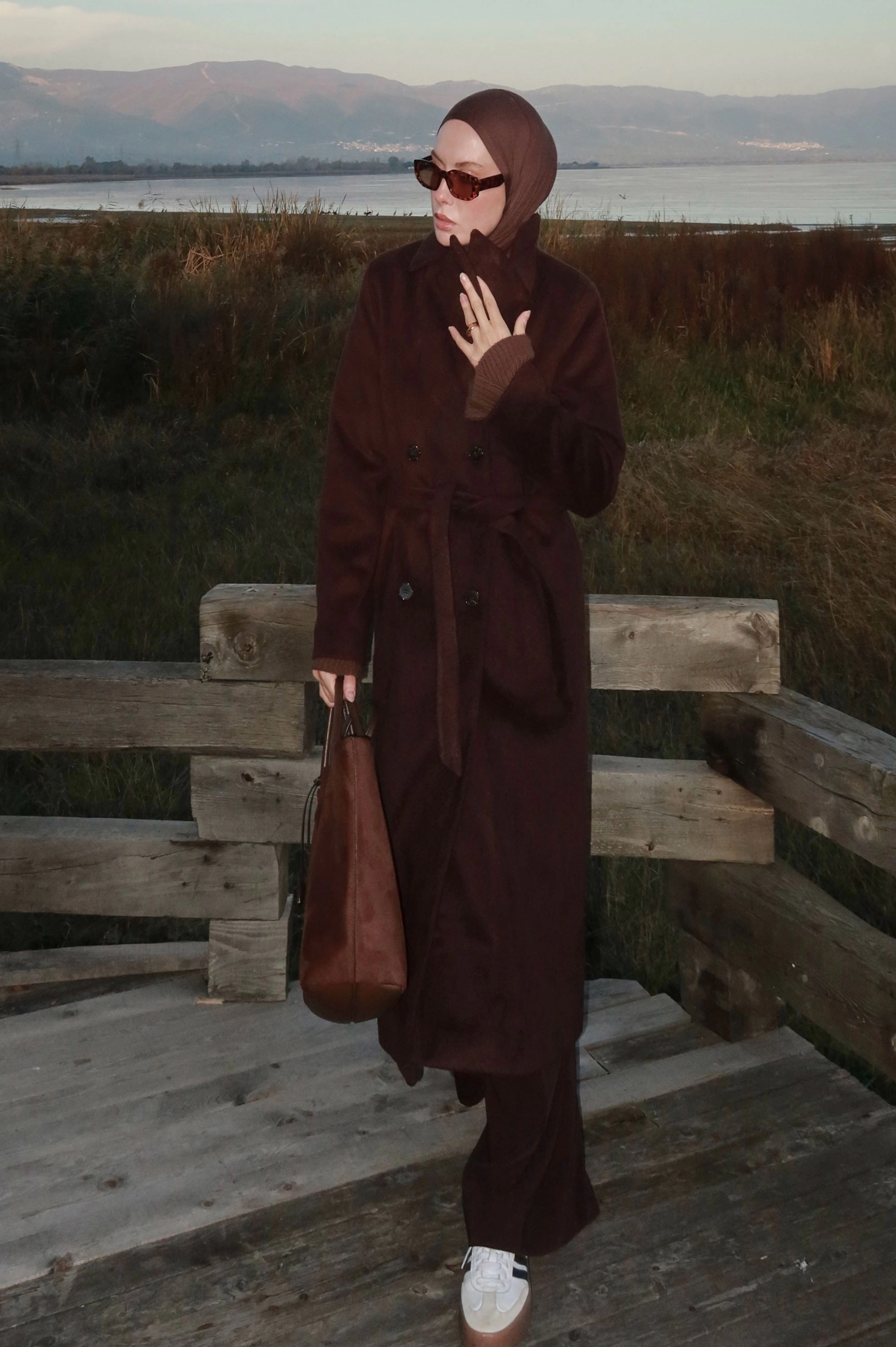 Qanu Lunaris Kaban Kahverengi - Tesettür Giyim