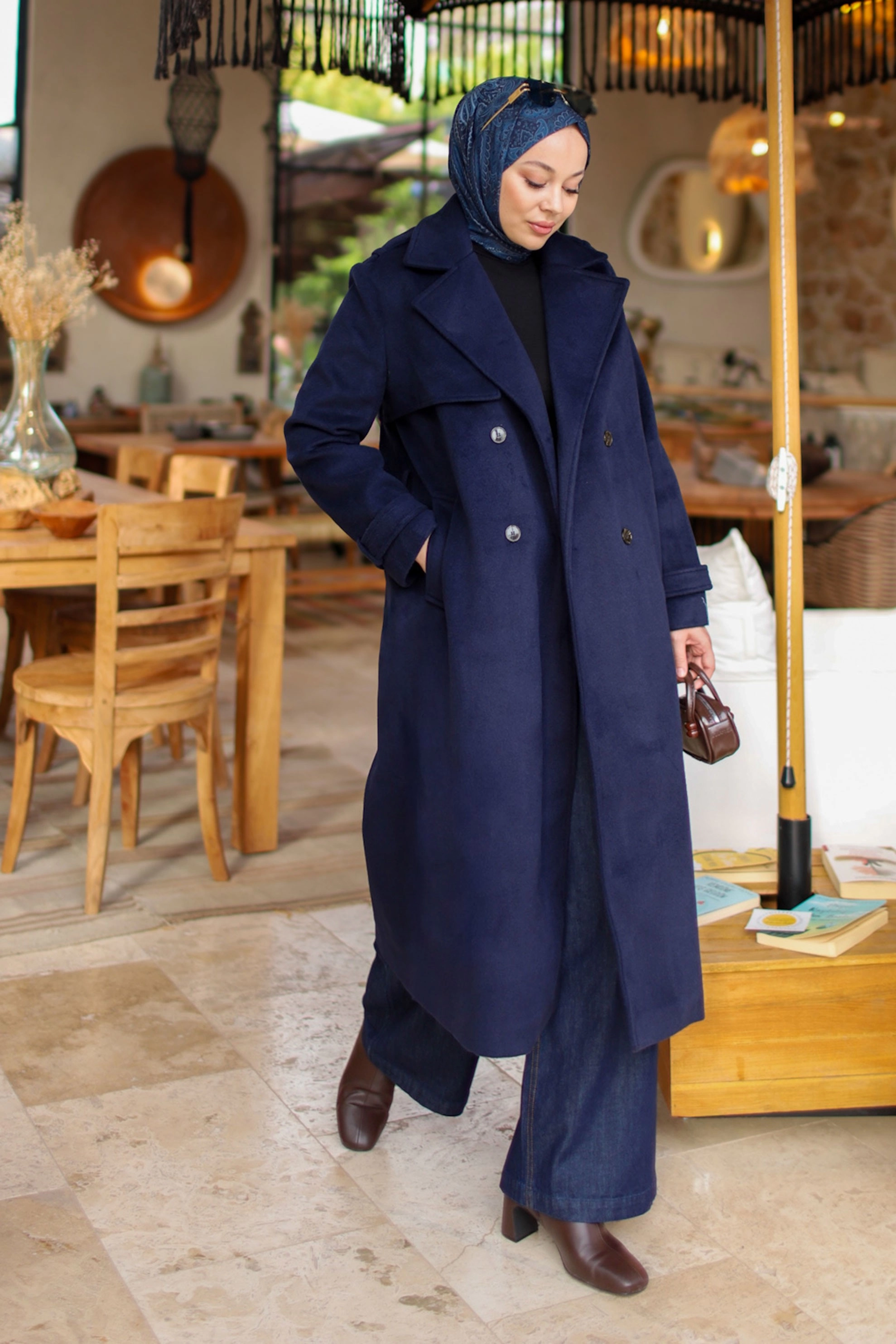 Qanu Lunaris Kaban Lacivert - Tesettür Giyim