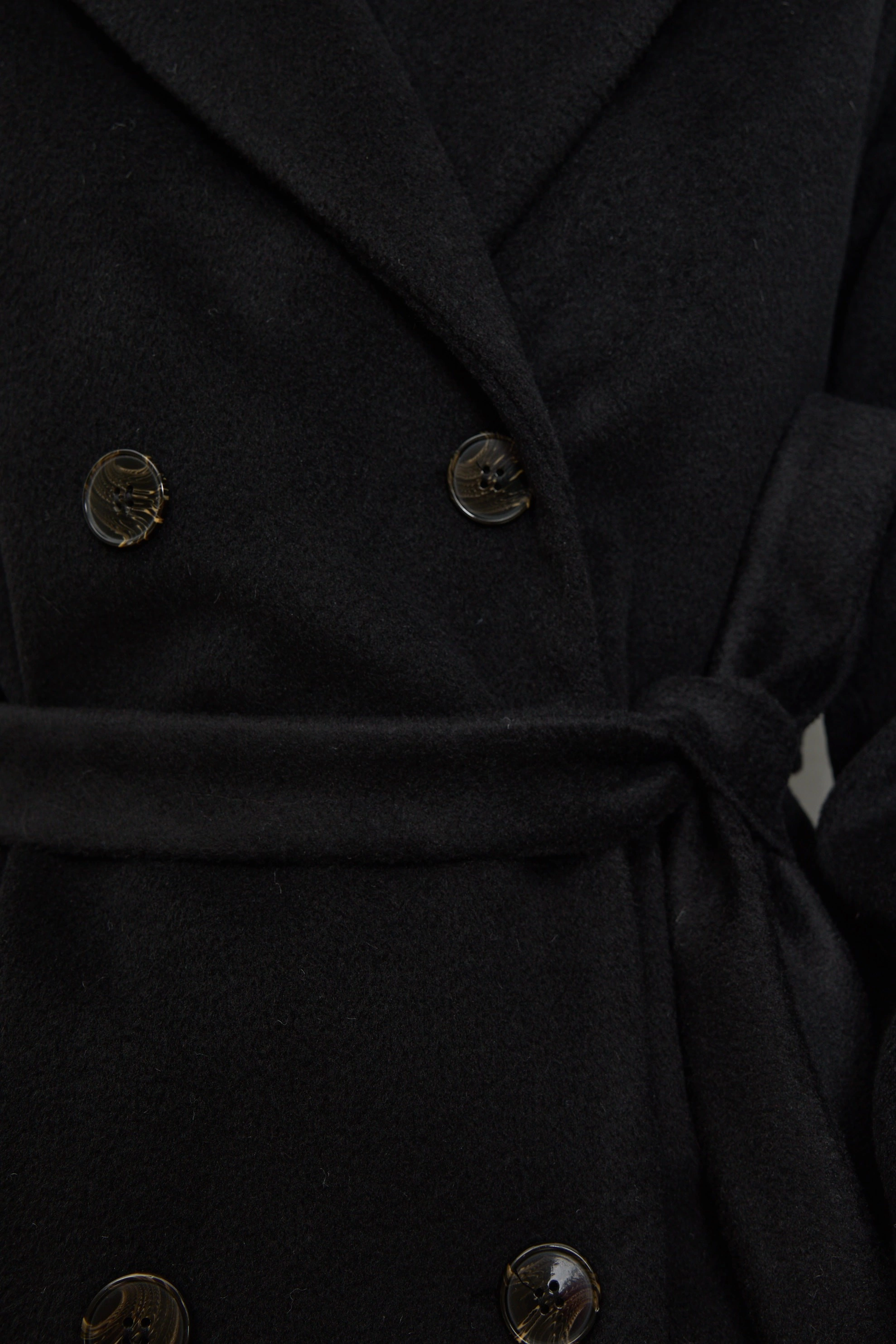 Qanu Lune Kaşe Kaban Siyah  - Tesettür Giyim