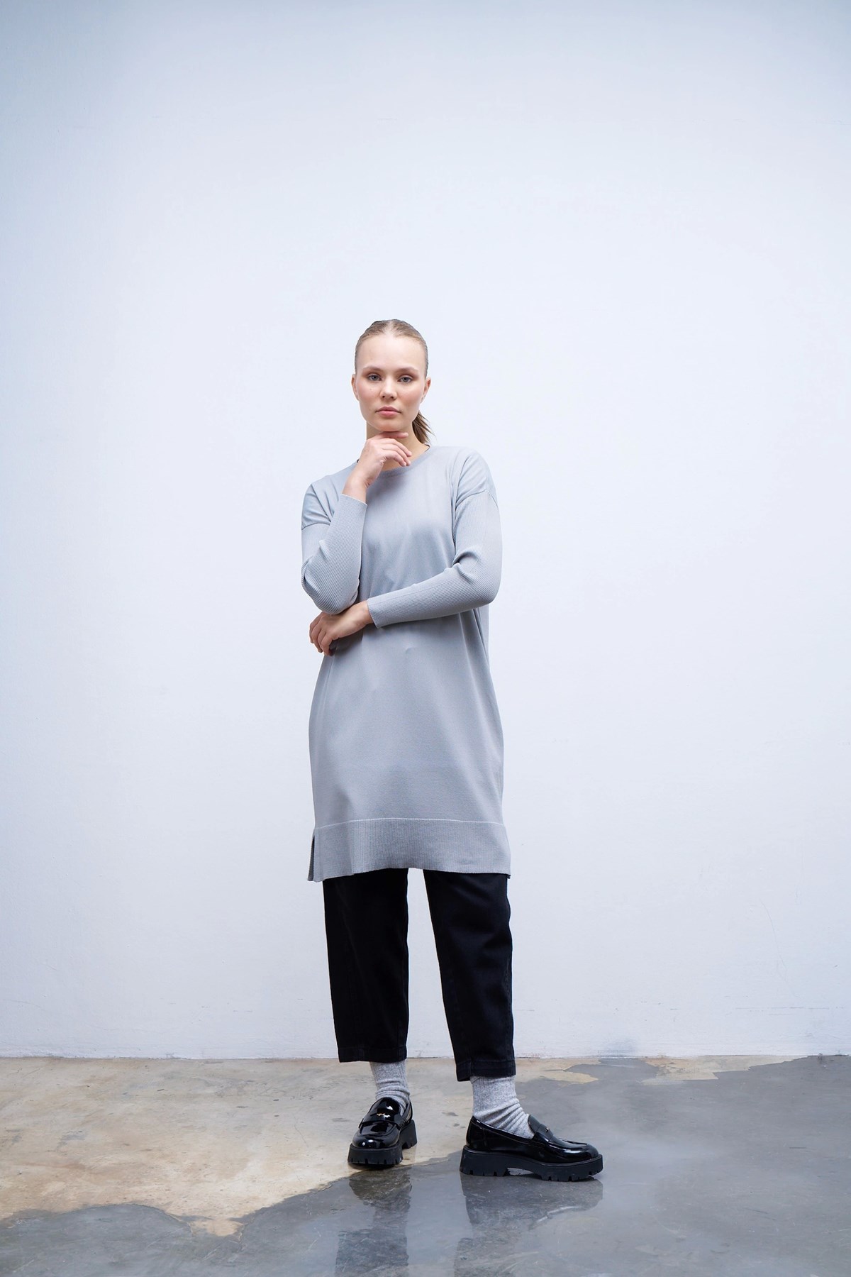 Qanu Merserize Tunik Gri 