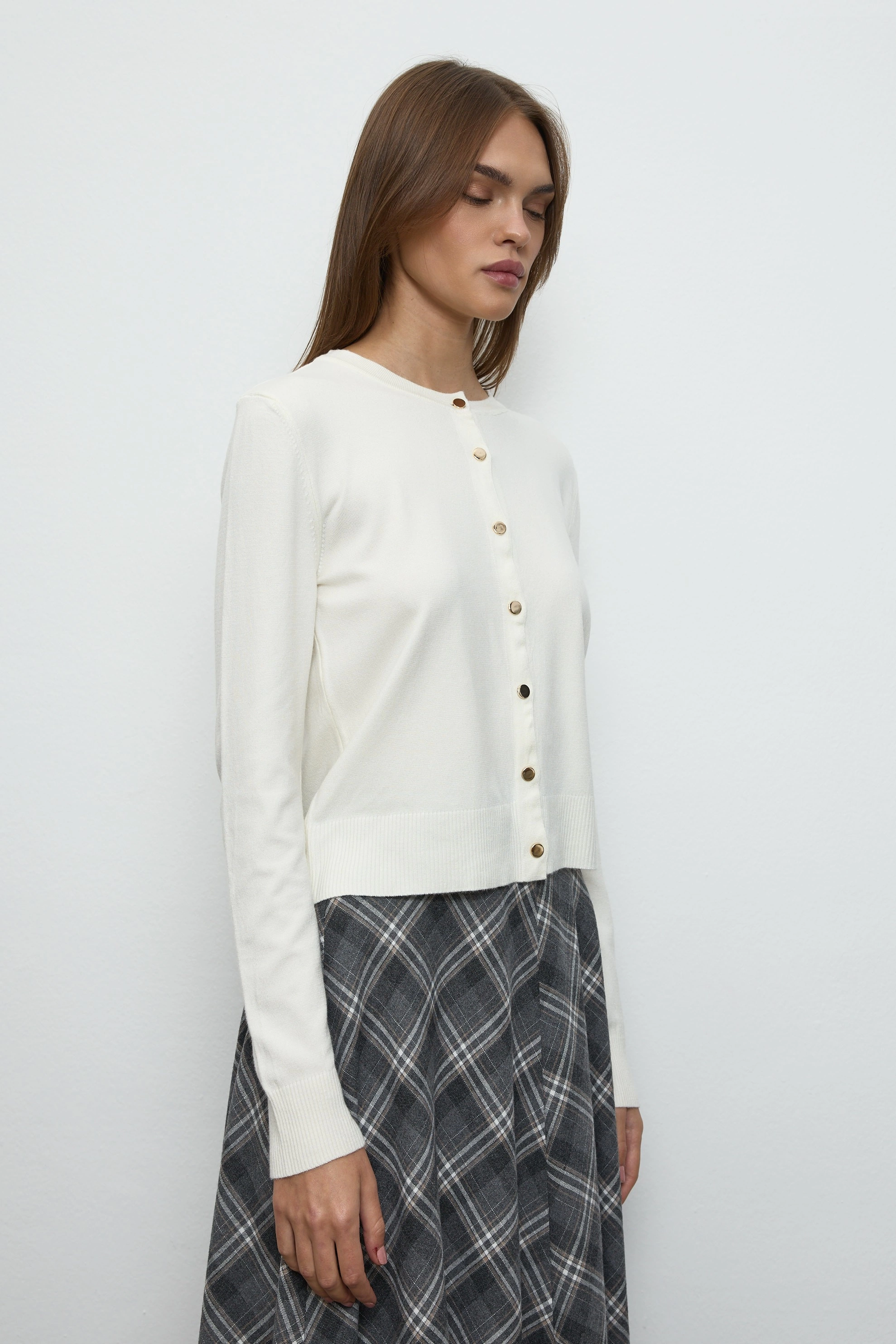 Qanu Mina Hırka Beyaz