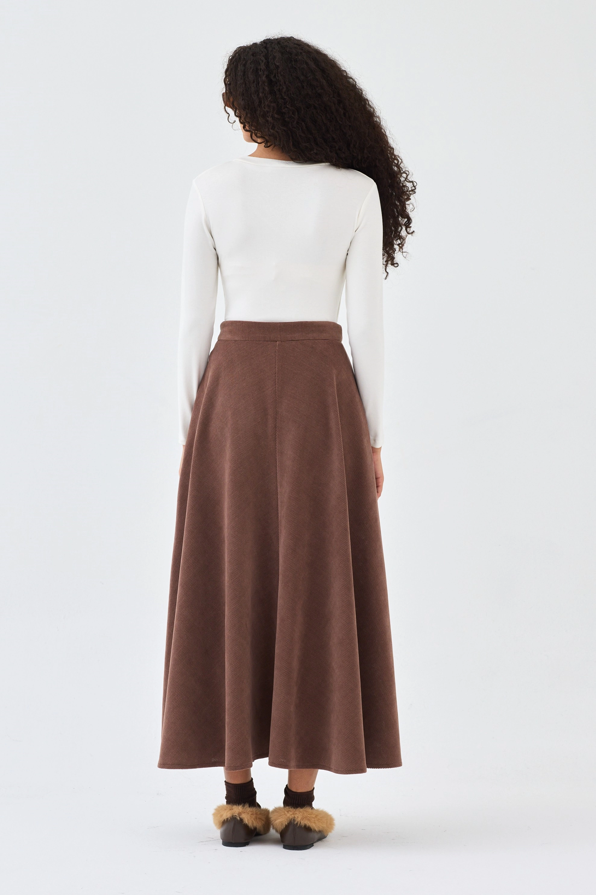 Qanu Mira Etek Kahverengi - Tesettür Giyim