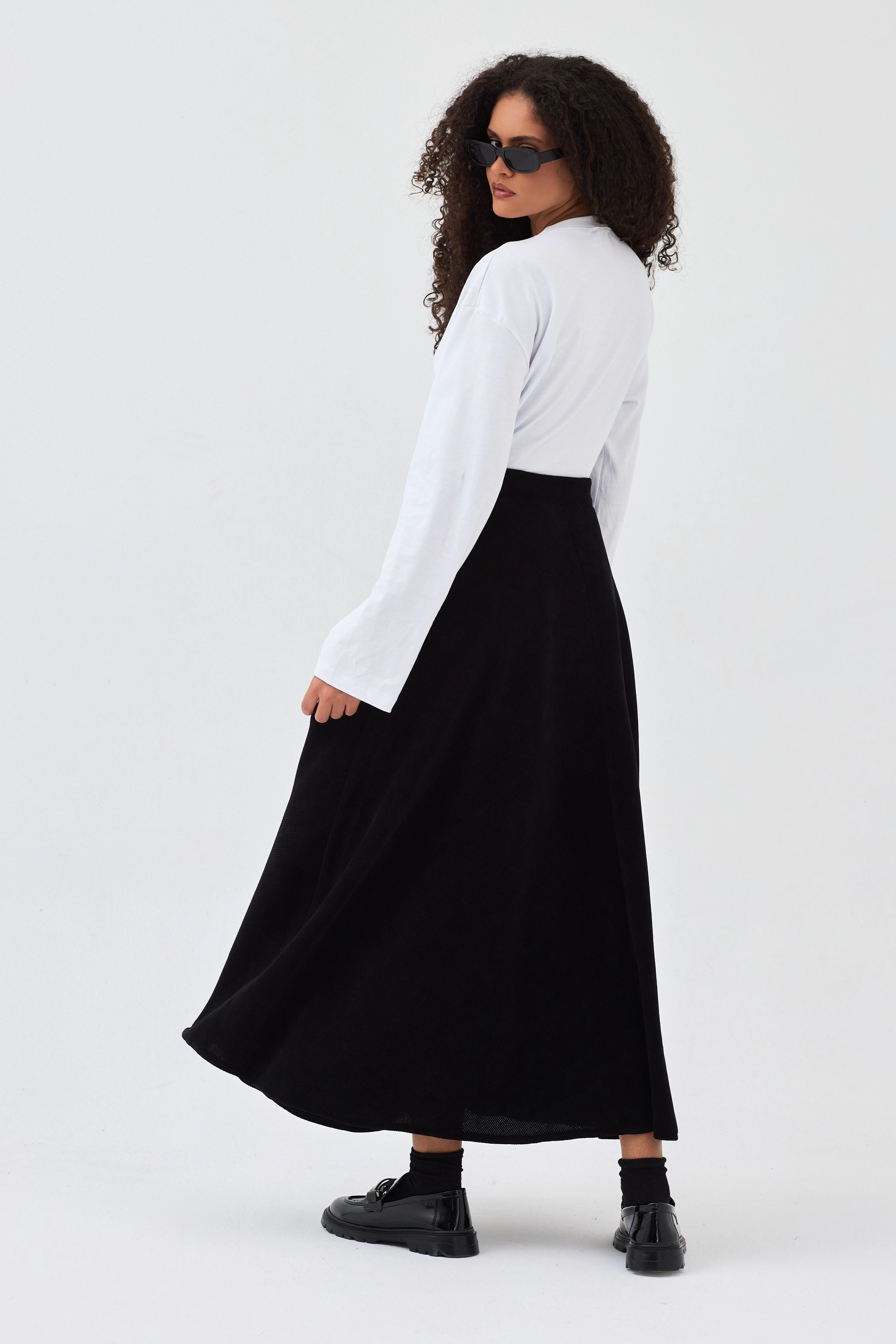 Qanu Mira Etek Siyah  - Tesettür Giyim