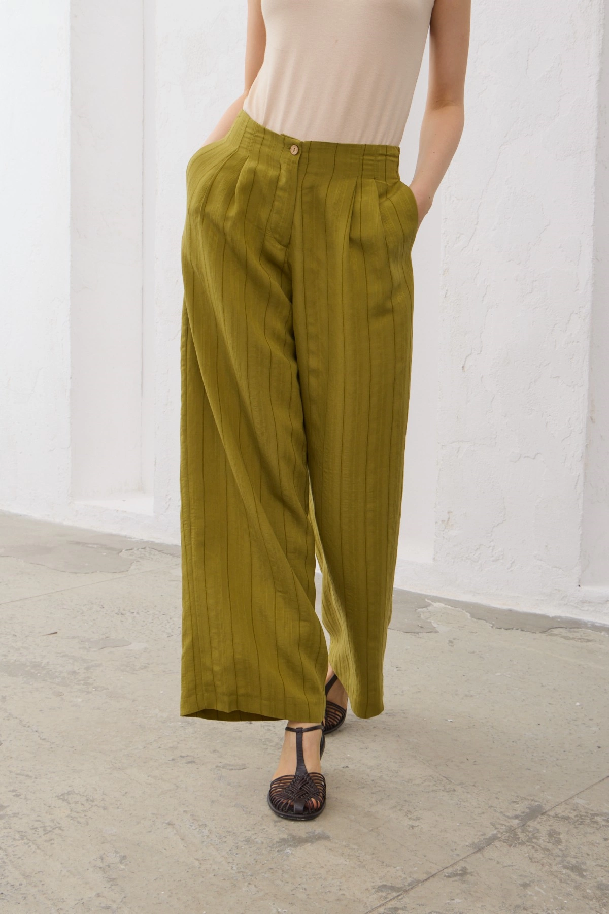 Qanu Modal Pantolon Yağ Yeşili 