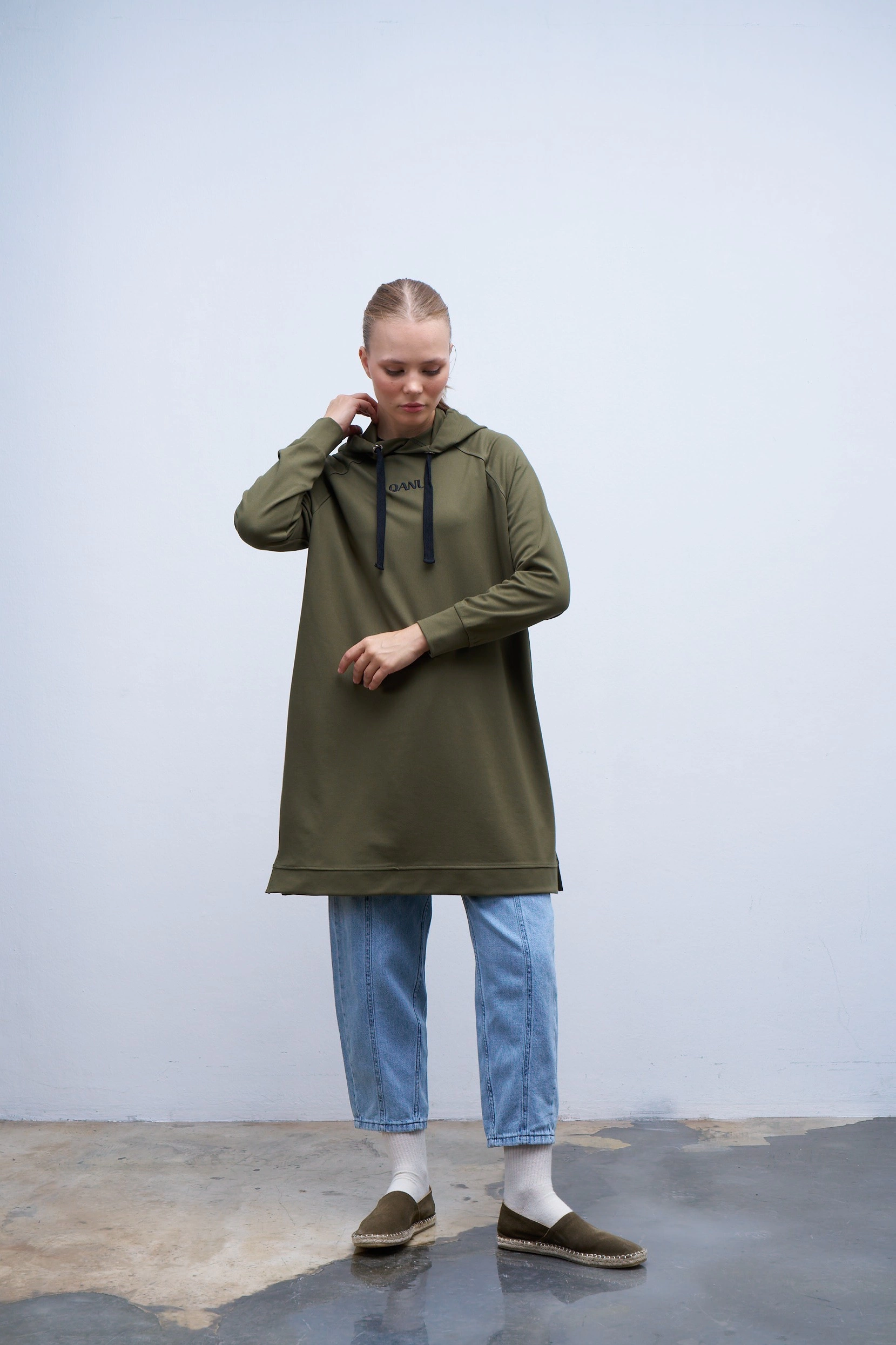 Qanu Nakışlı Sweatshirt Yeşil 