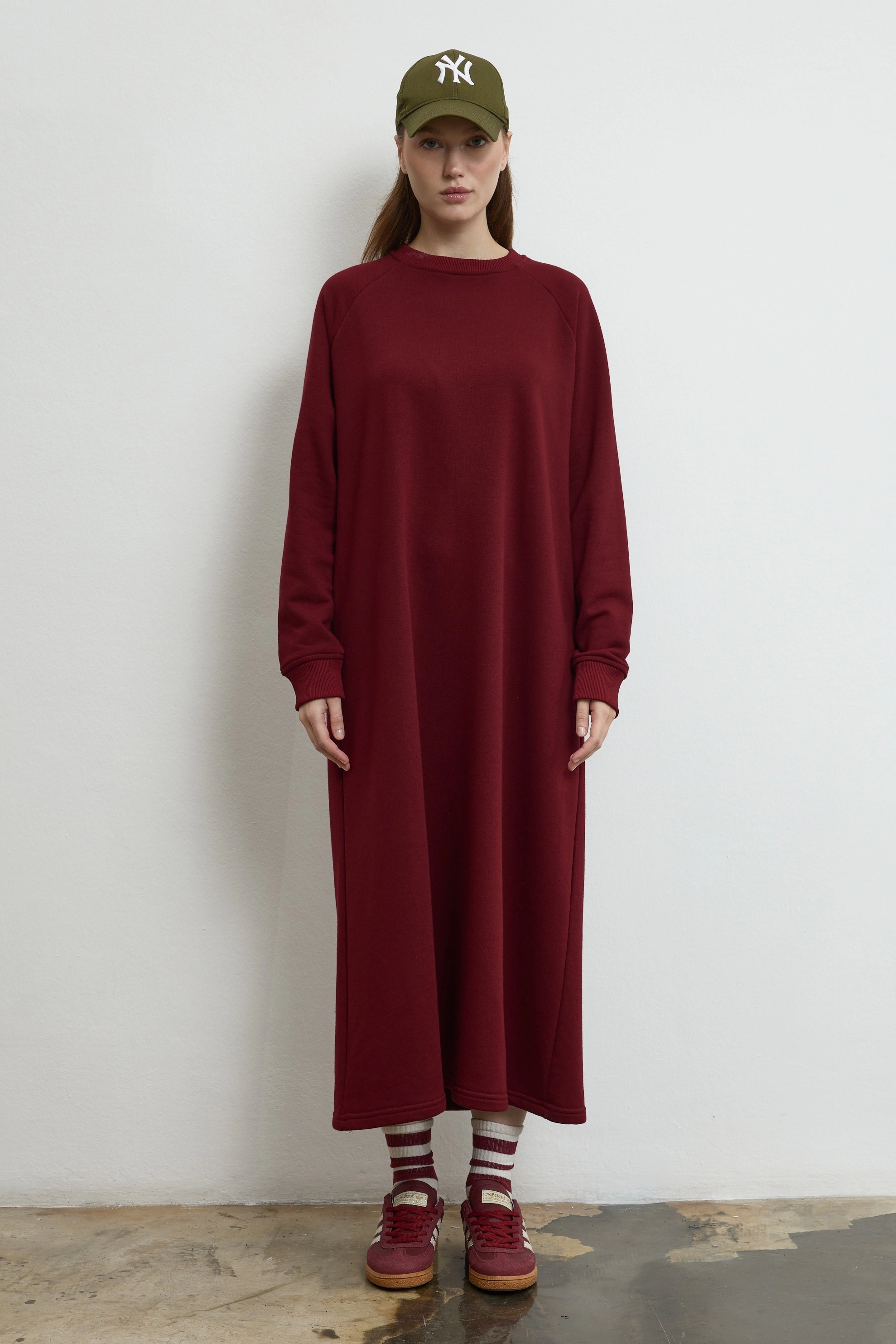 Qanu Nora Sweatshirt Elbise Bordo