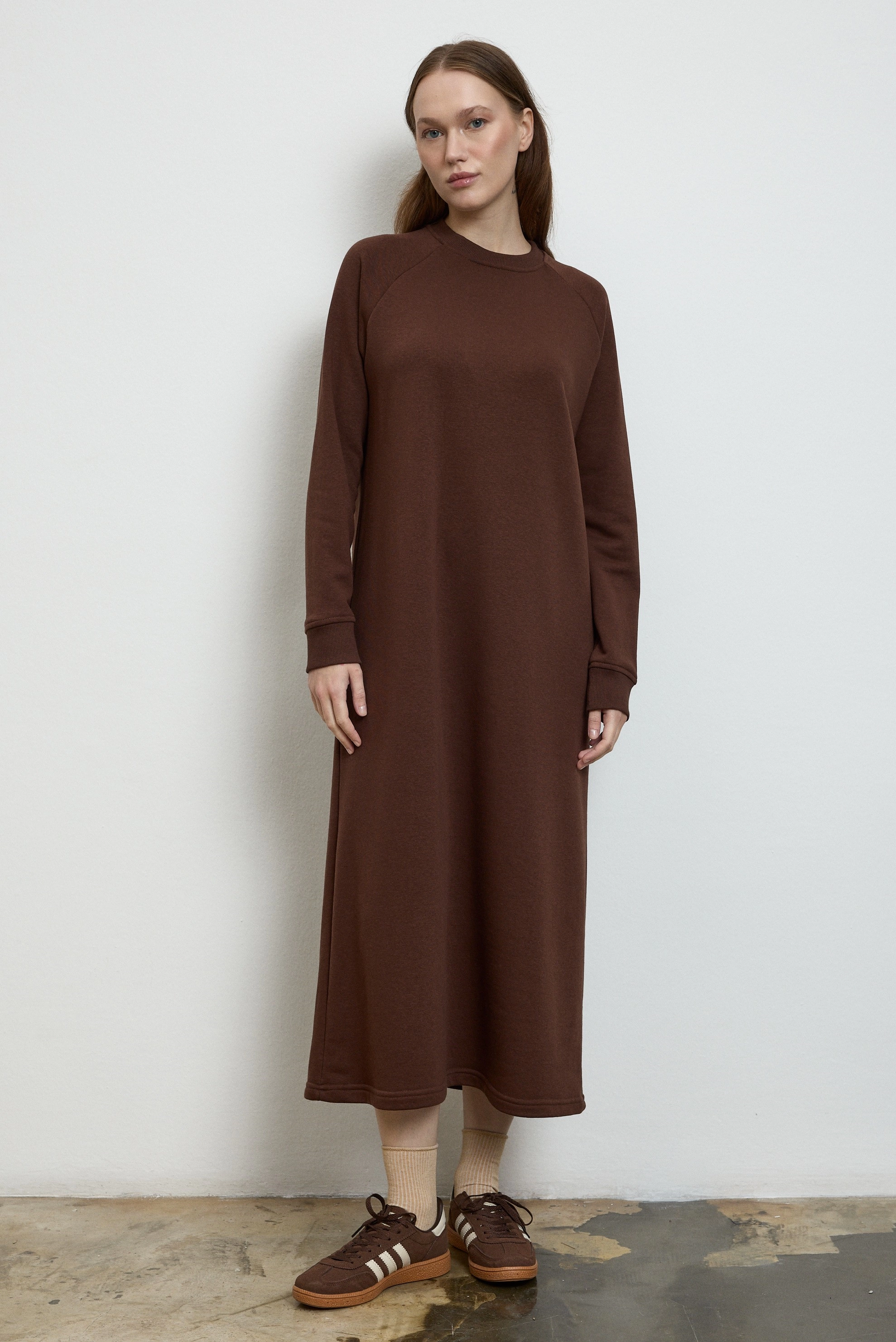 Qanu Nora Sweatshirt Elbise Kahverengi