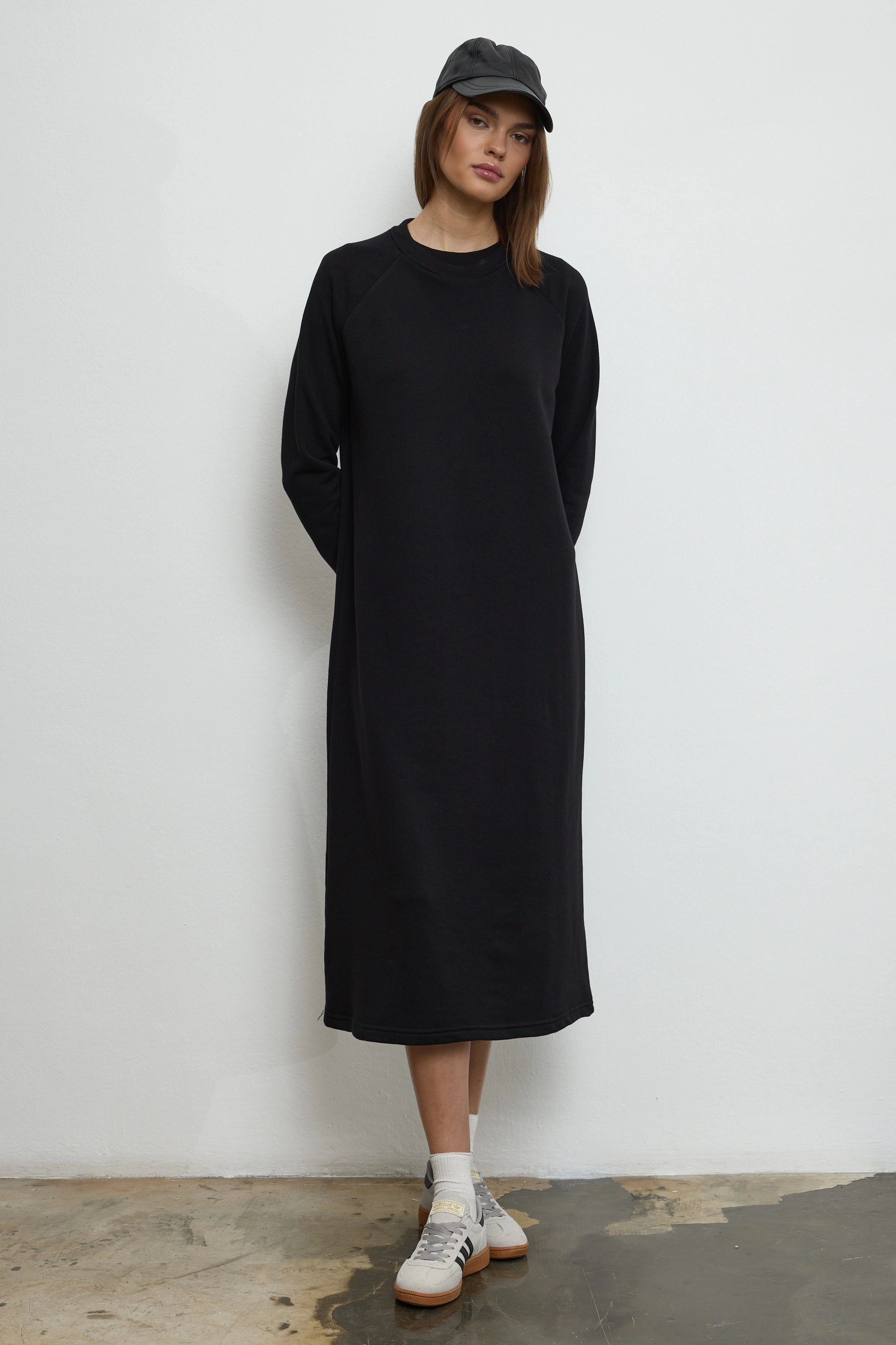 Qanu Nora Sweatshirt Elbise Siyah 