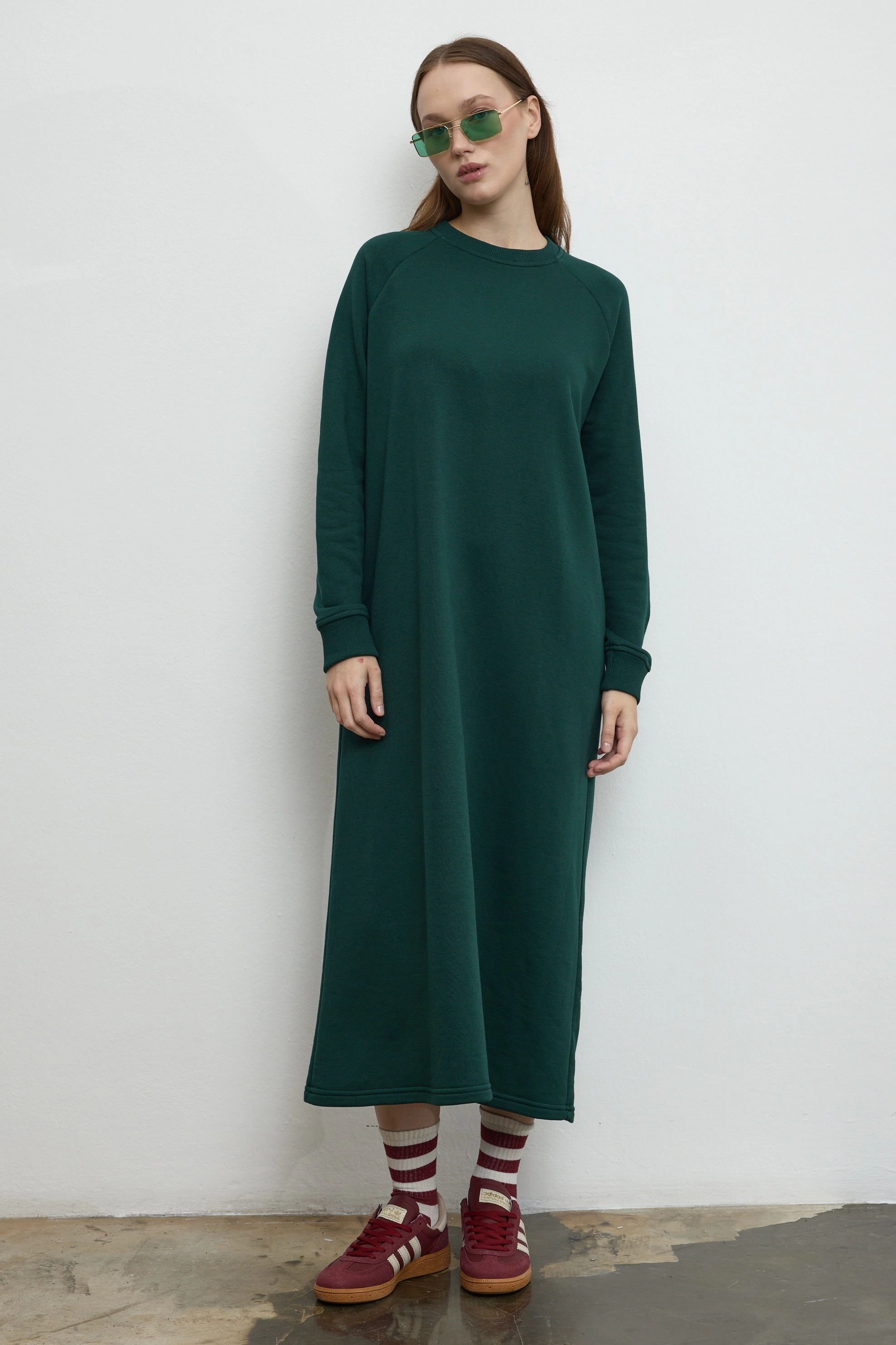 Qanu Nora Sweatshirt Elbise Yeşil 