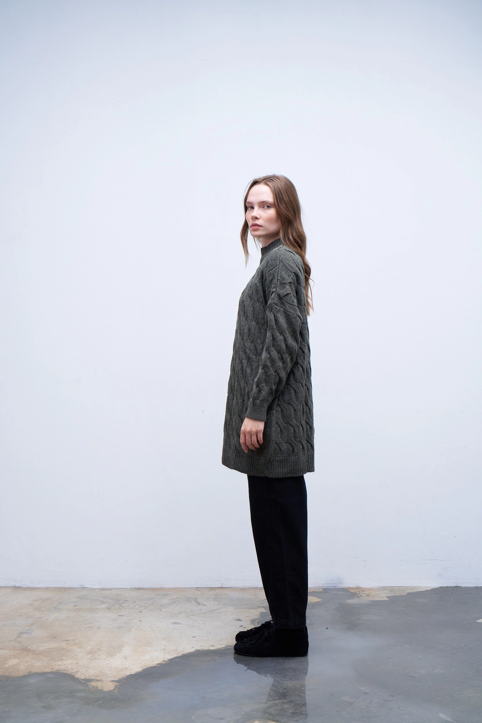 Qanu Örgülü Kazak Yeşil 