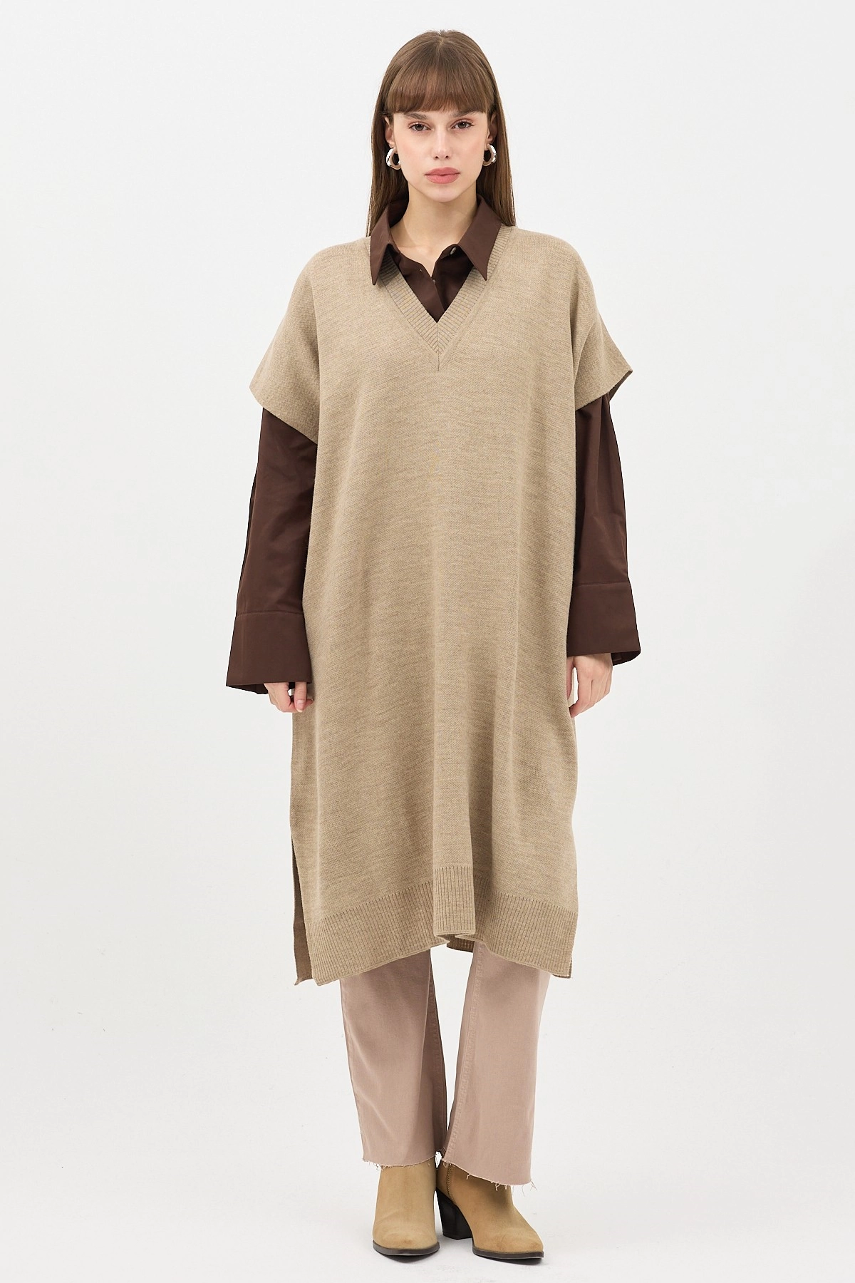 Qanu Panço Süveter Vizon