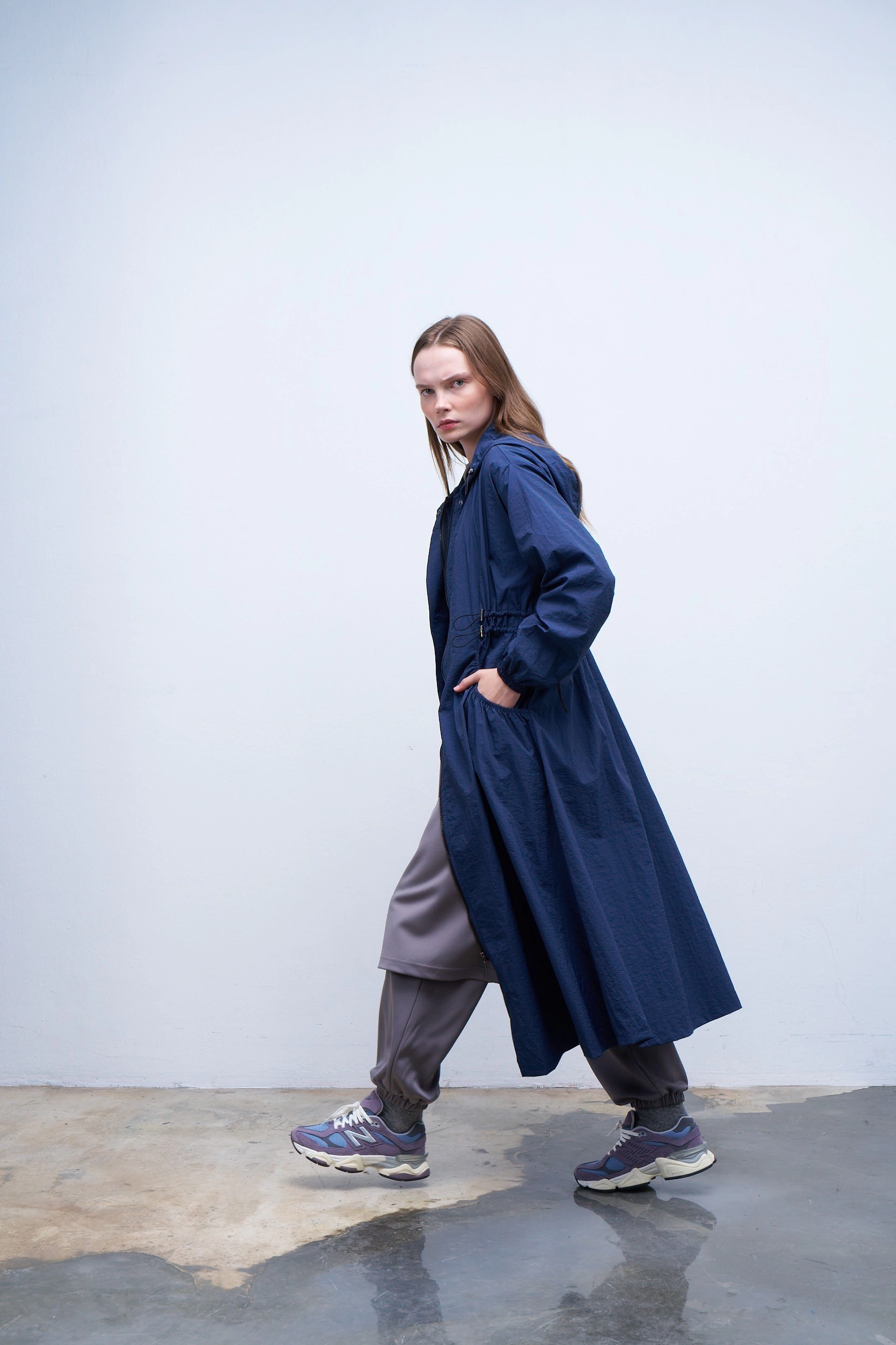 Qanu Parla Yağmurluk Lacivert - Tesettür Giyim