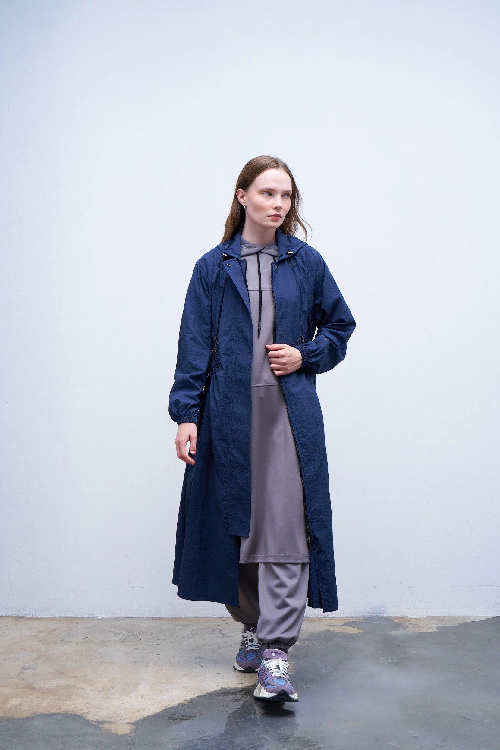 Qanu Parla Yağmurluk Lacivert - Tesettür Giyim