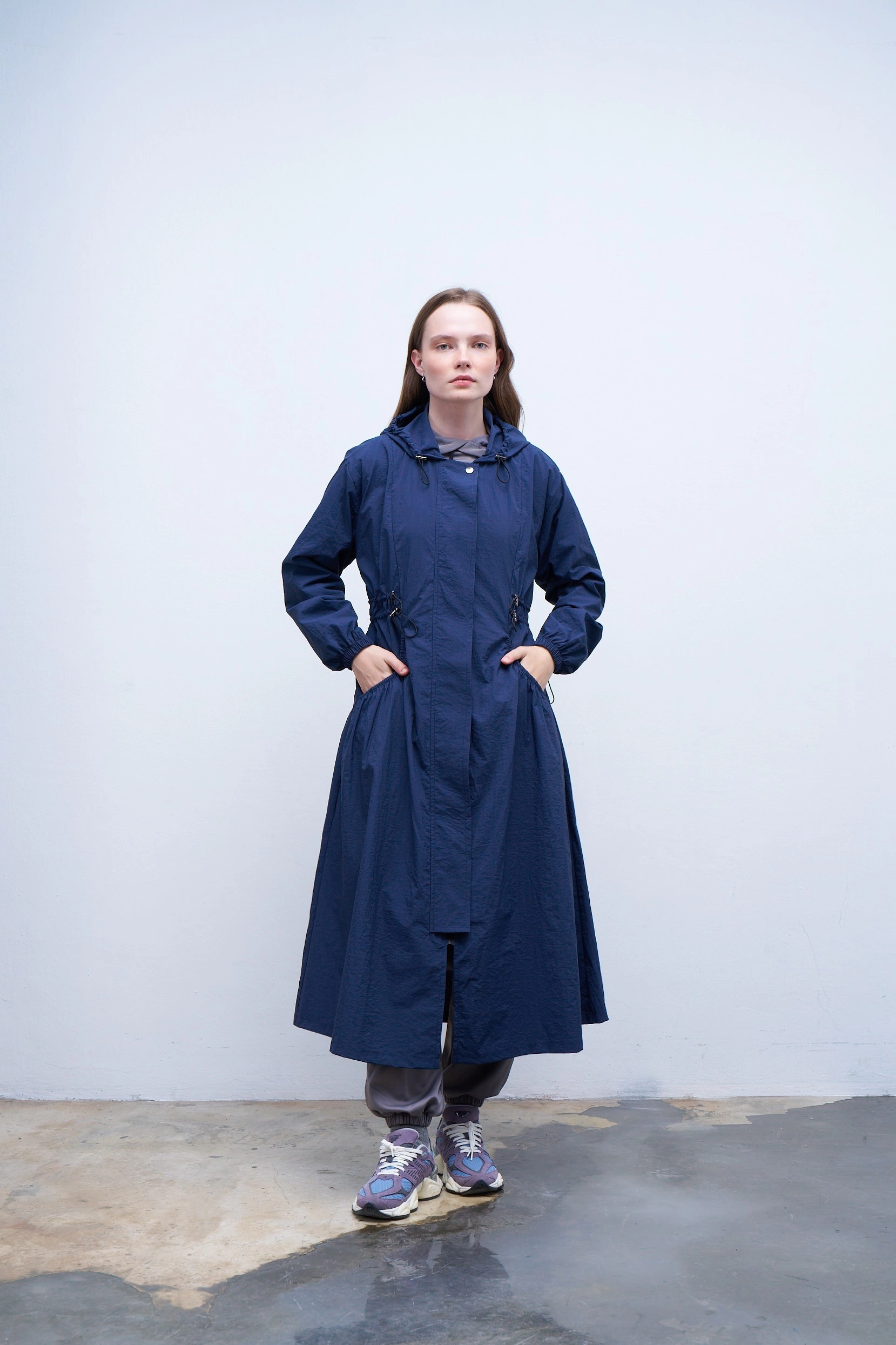 Qanu Parla Yağmurluk Lacivert - Tesettür Giyim