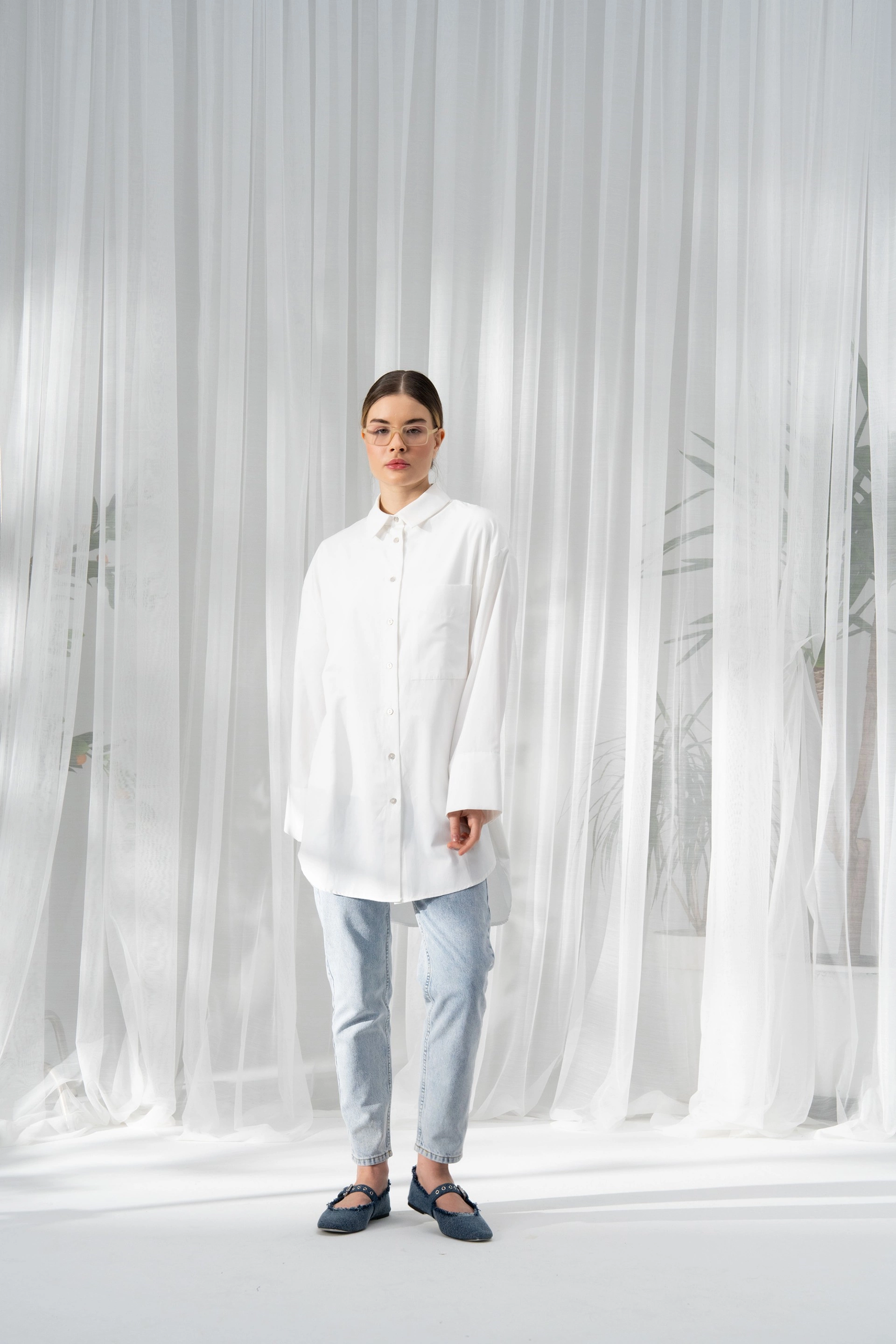 Qanu Poplin Gömlek Beyaz