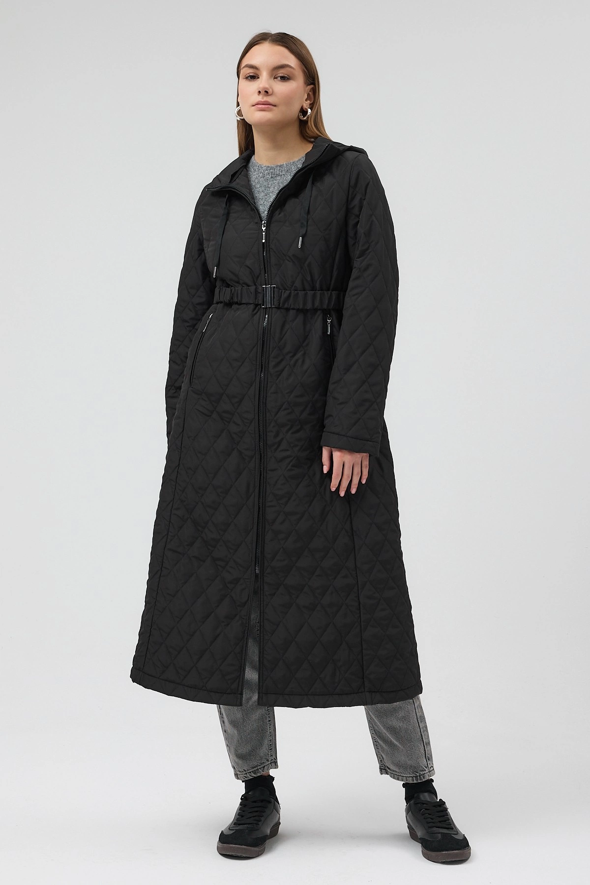 Qanu Premium Kapitone Mont Siyah - Tesettür Giyim