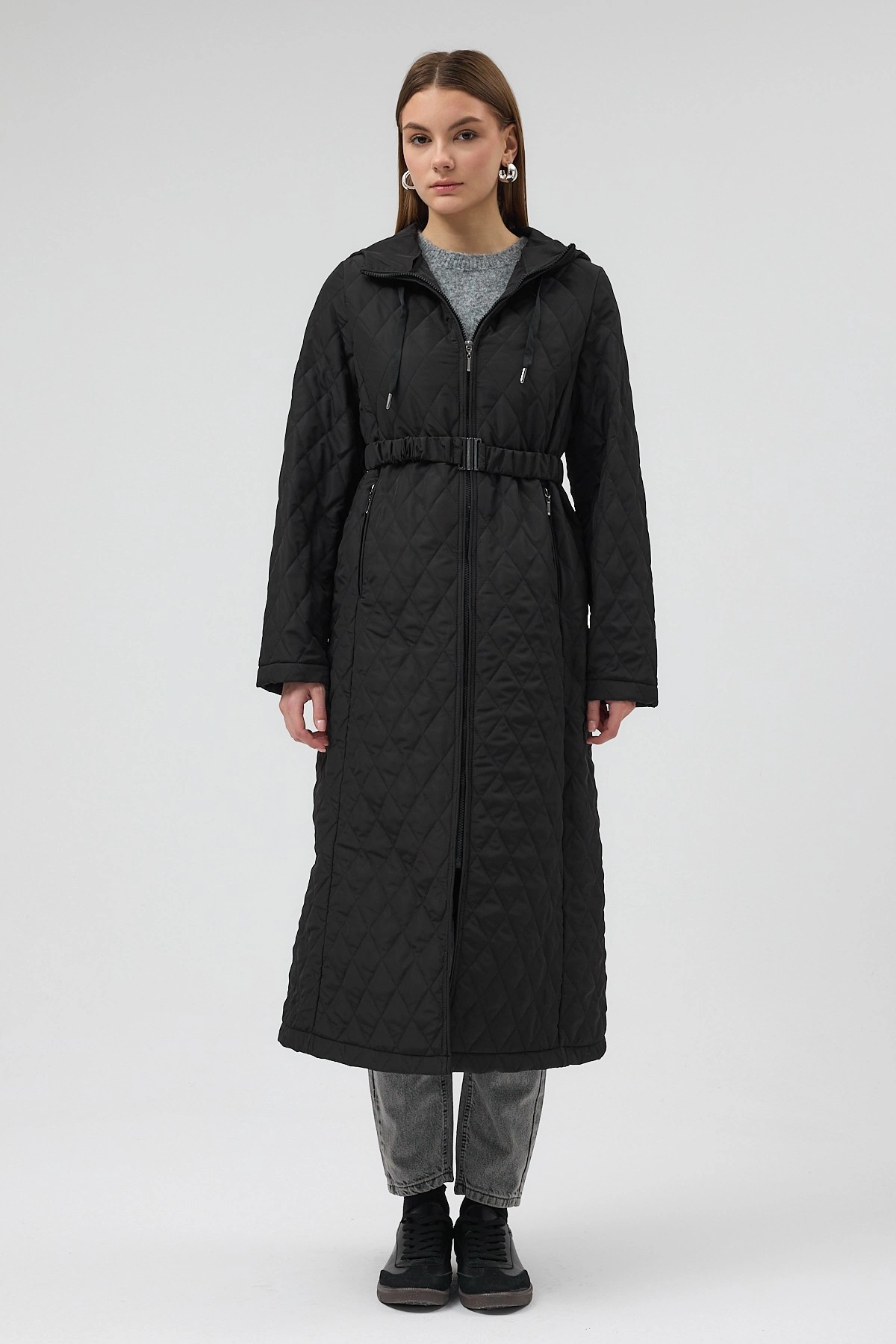 Qanu Premium Kapitone Mont Siyah - Tesettür Giyim