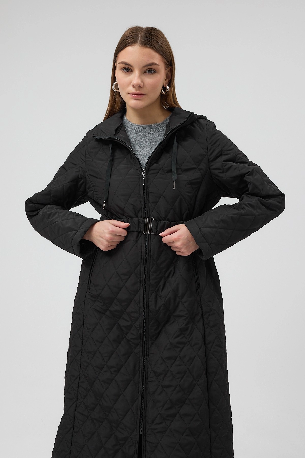 Qanu Premium Kapitone Mont Siyah - Tesettür Giyim