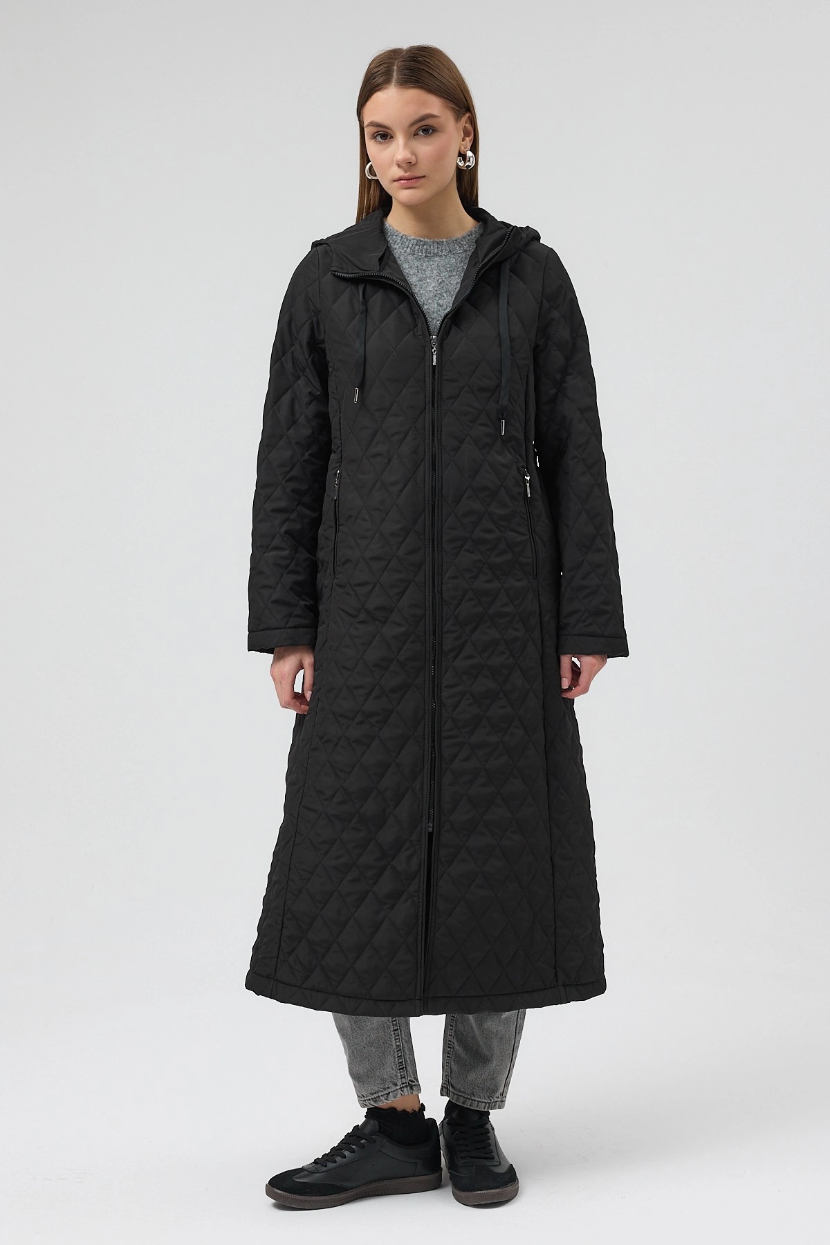 Qanu Premium Kapitone Mont Siyah - Tesettür Giyim