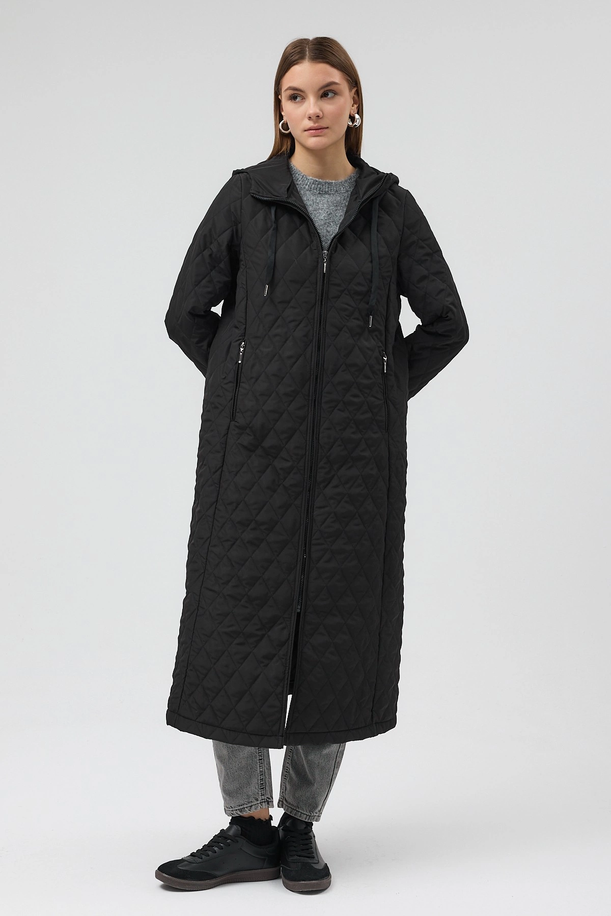 Qanu Premium Kapitone Mont Siyah - Tesettür Giyim