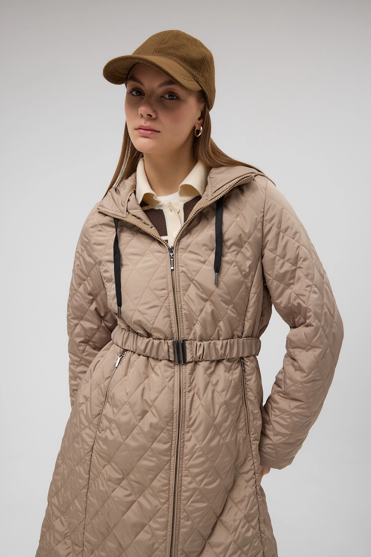 Qanu Premium Kapitone Mont Vizon - Tesettür Giyim