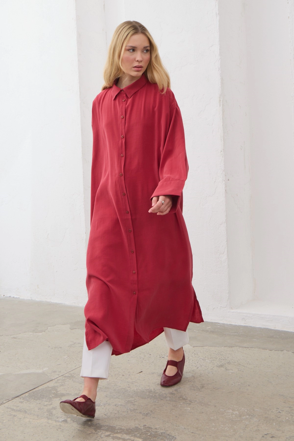 Qanu Rozali Gömlek Bordo