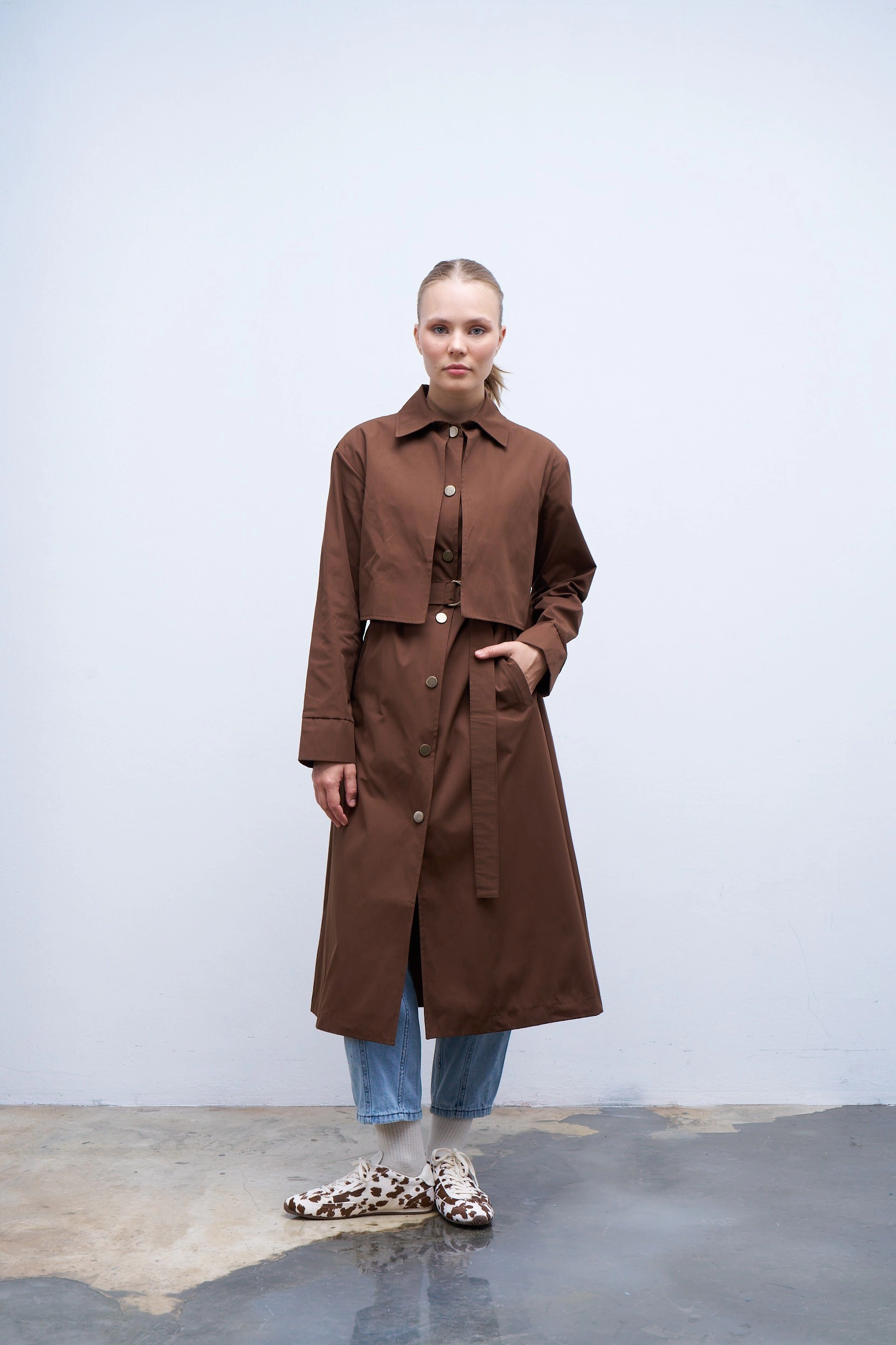 Qanu Rüzgarlıklı Trençkot Kahverengi 