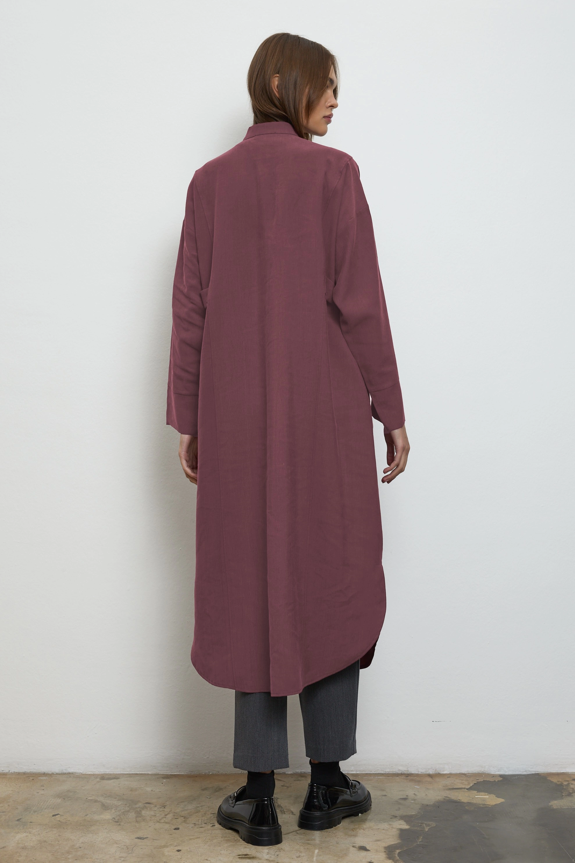 Qanu Special Gömlek Mürdüm - Tesettür Giyim