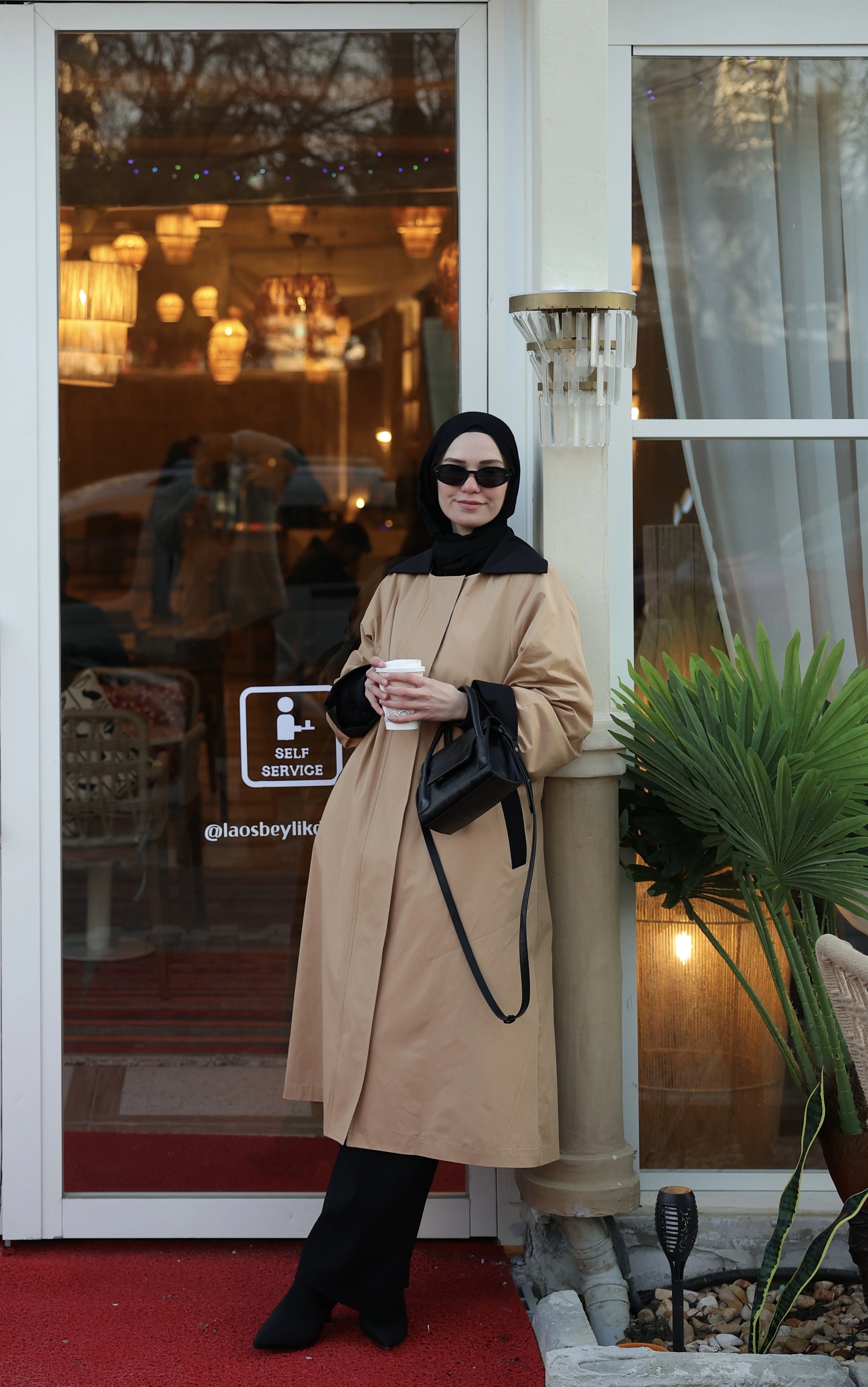 Qanu Special Trençkot Siyah-Camel 