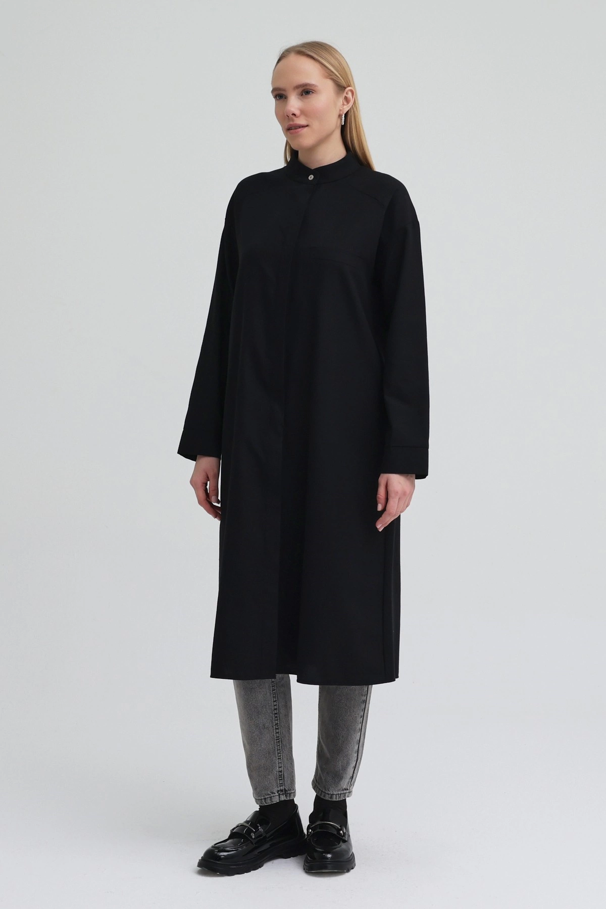 Qanu Tek Cepli Gömlek Siyah