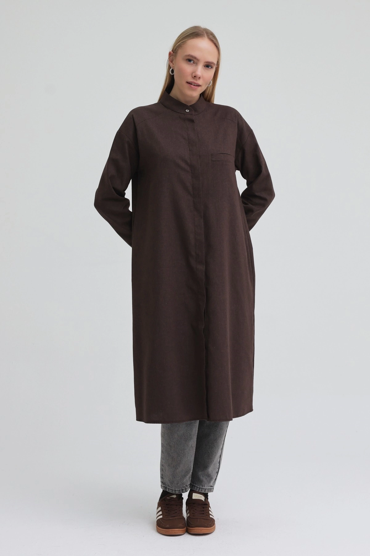 Qanu Tek Cepli Gömlek Kahverengi