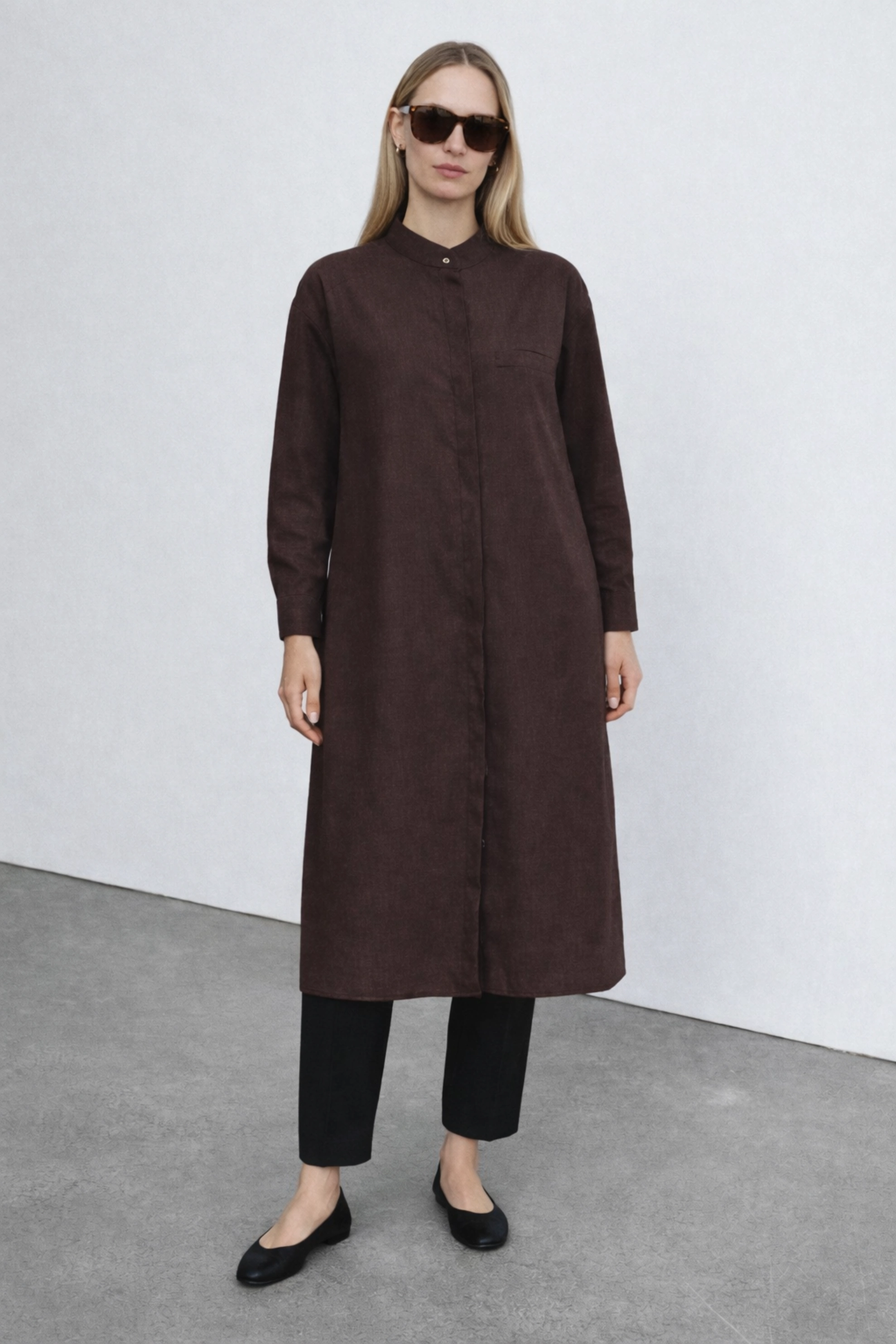 Qanu Tek Cepli Gömlek Kahverengi