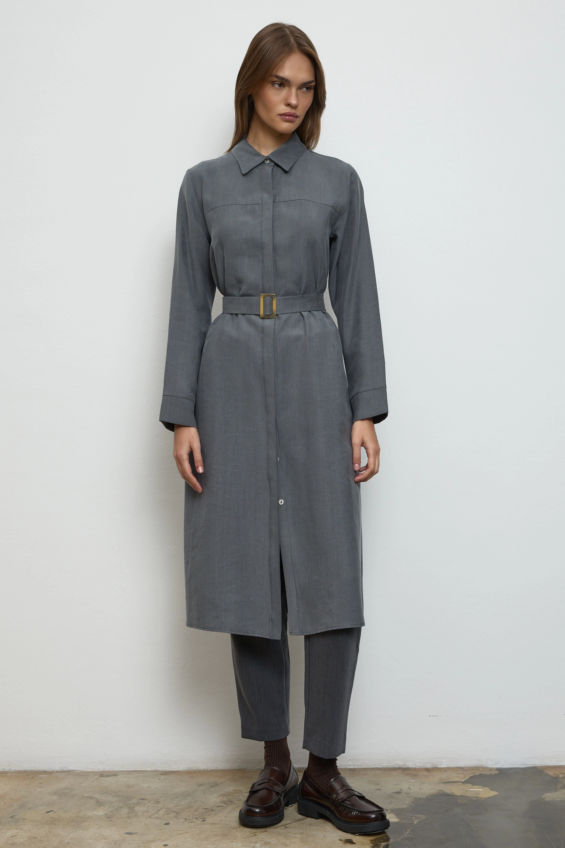 Qanu Tokalı Elite Gömlek Füme