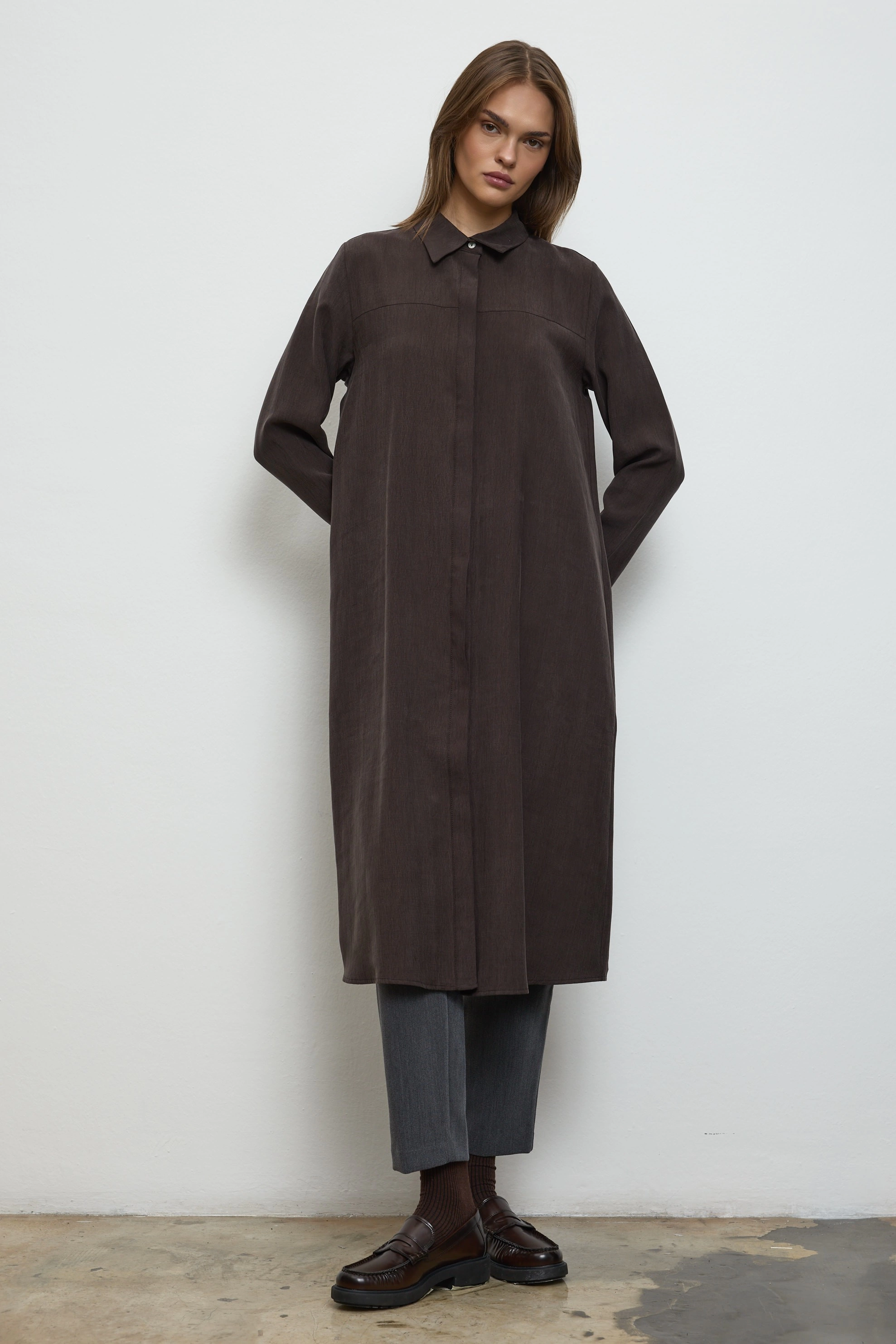 Qanu Tokalı Elite Gömlek Kahverengi