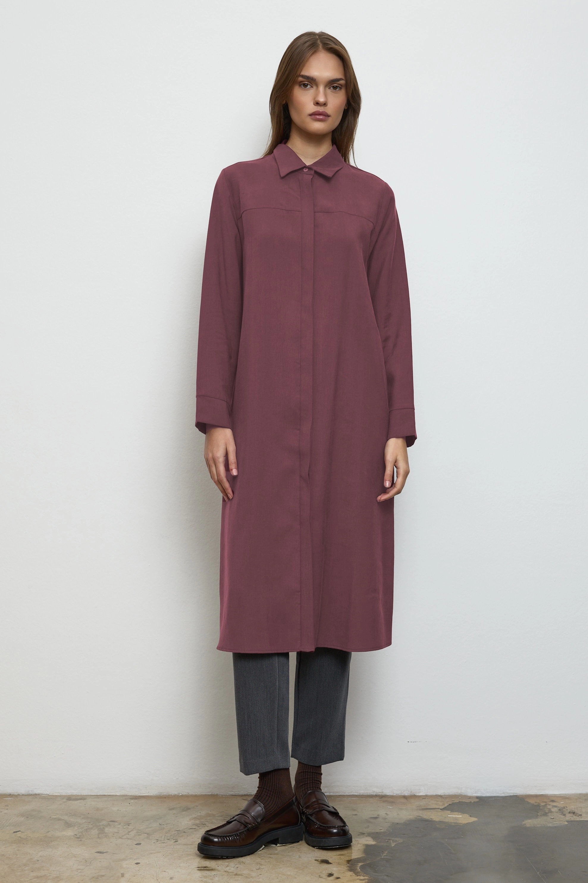 Qanu Tokalı Elite Gömlek Mürdüm 