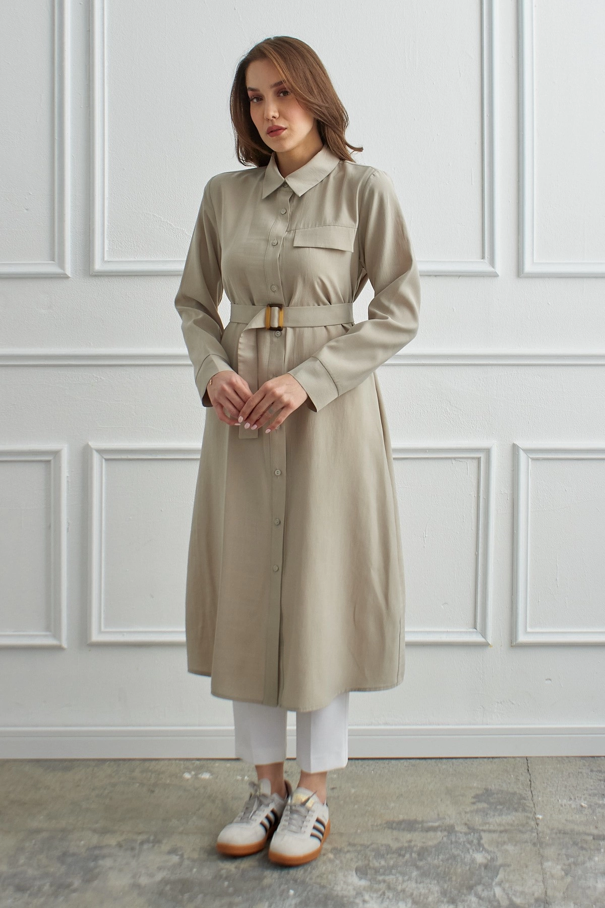 Qanu Tokalı Gömlek Bej