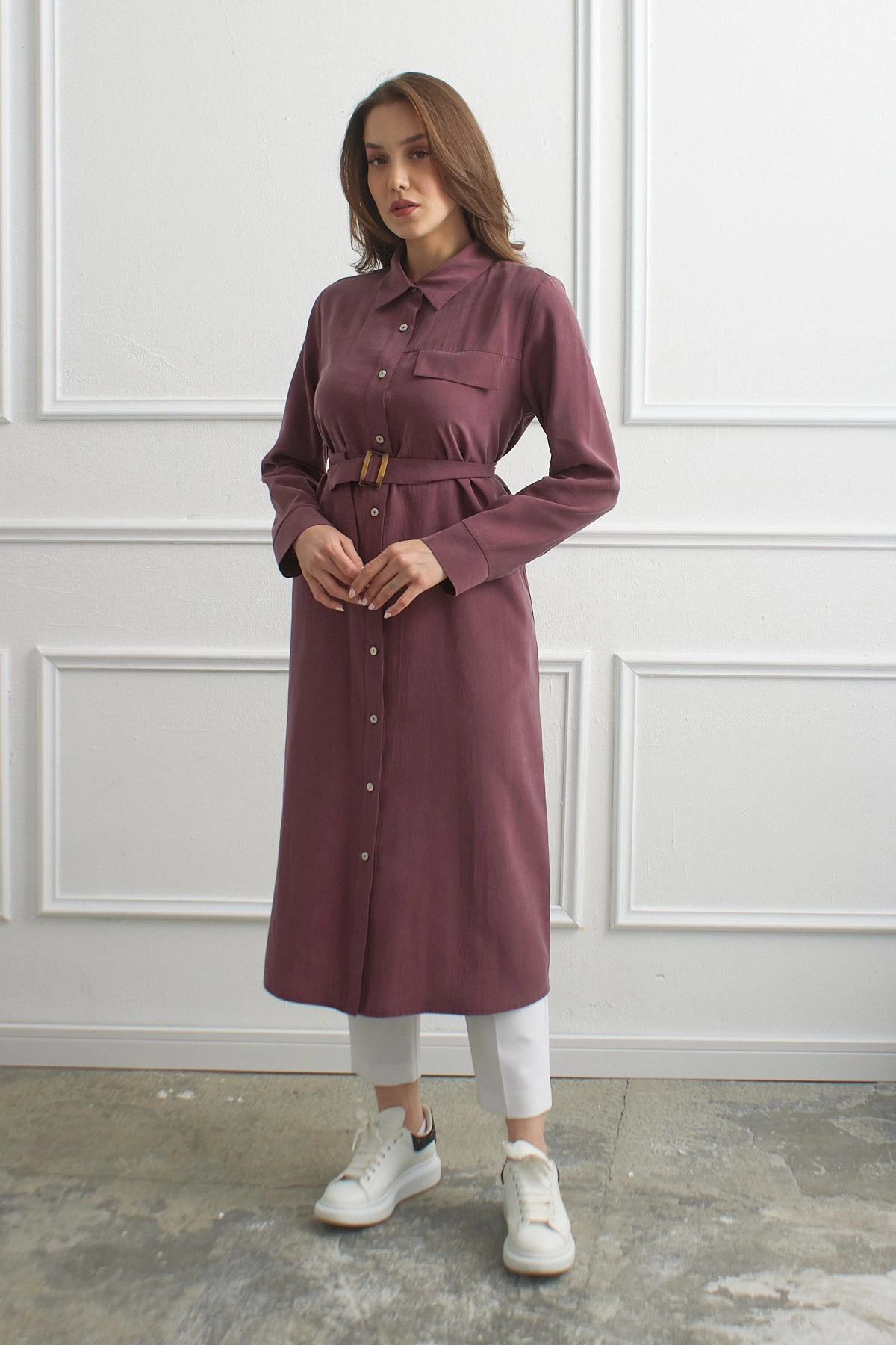 Qanu Tokalı Gömlek Mürdüm 