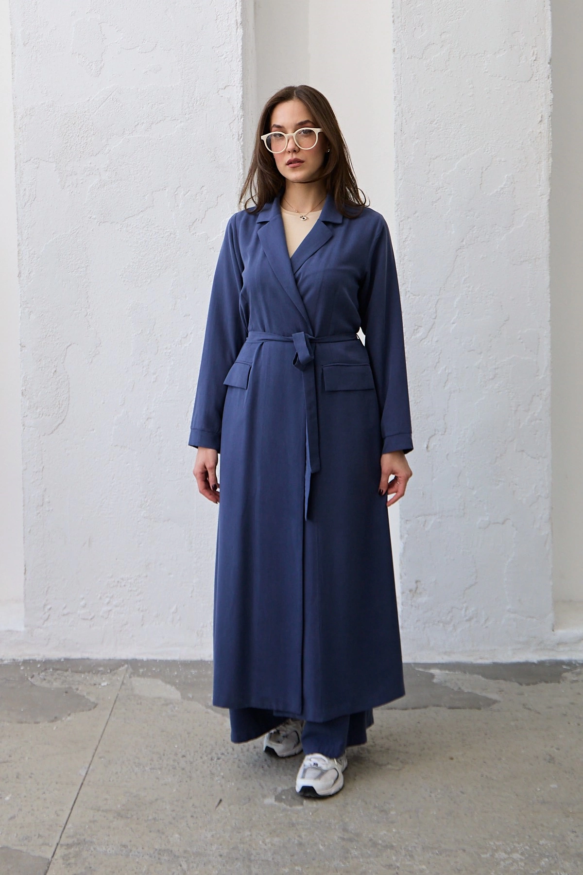 Qanu Uzun Ceket Lacivert