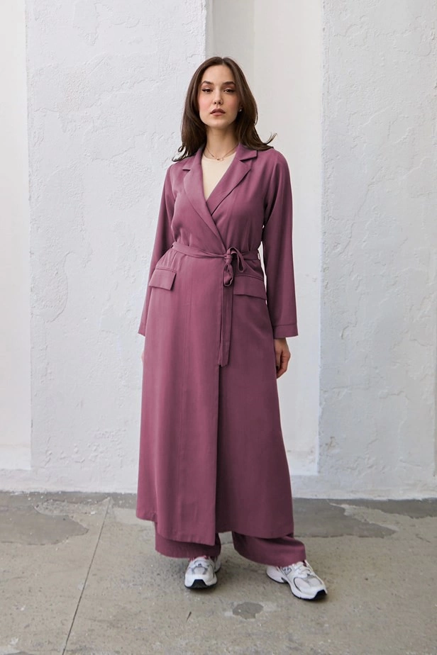 Qanu Uzun Ceket Mürdüm