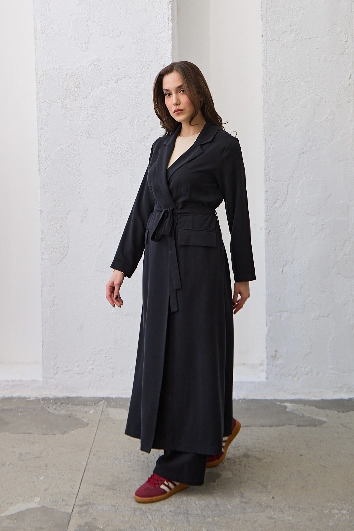 Qanu Uzun Ceket Siyah 