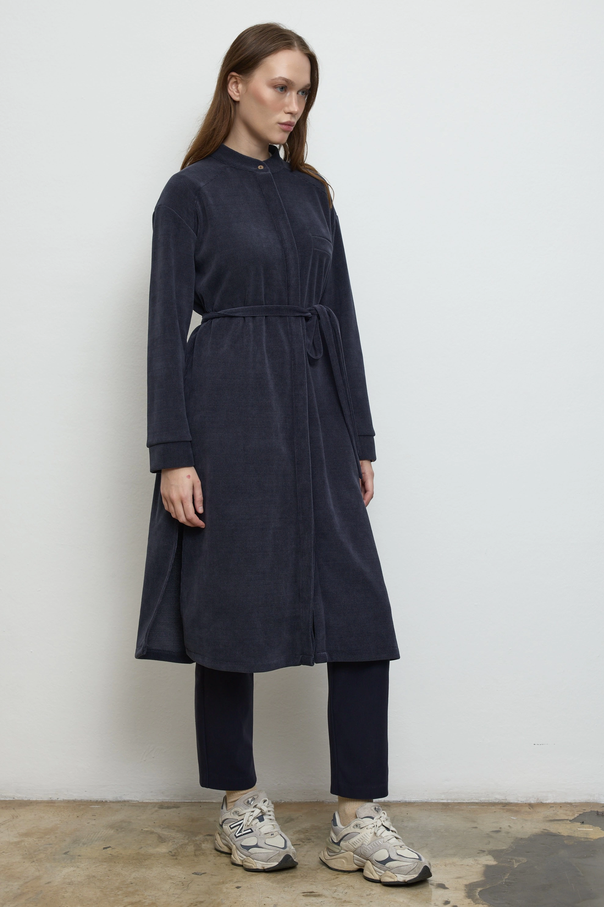 Qanu Velvet Gömlek Lacivert