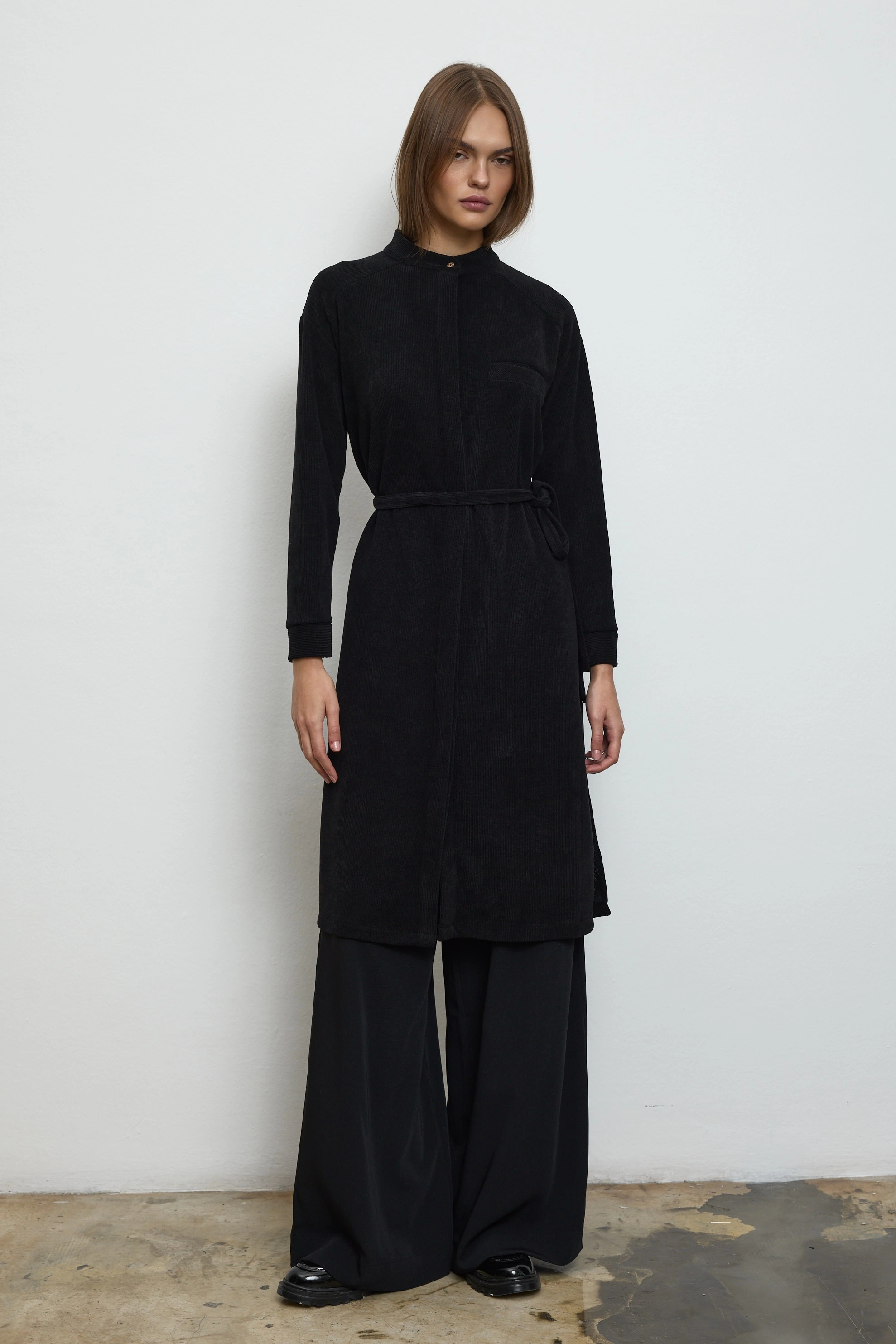 Qanu Velvet Gömlek Siyah